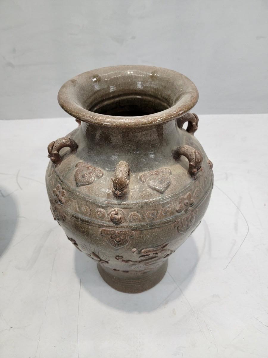 Ming Antique Decorated Brown-Glazed Mataban Vase/Jar For Sale