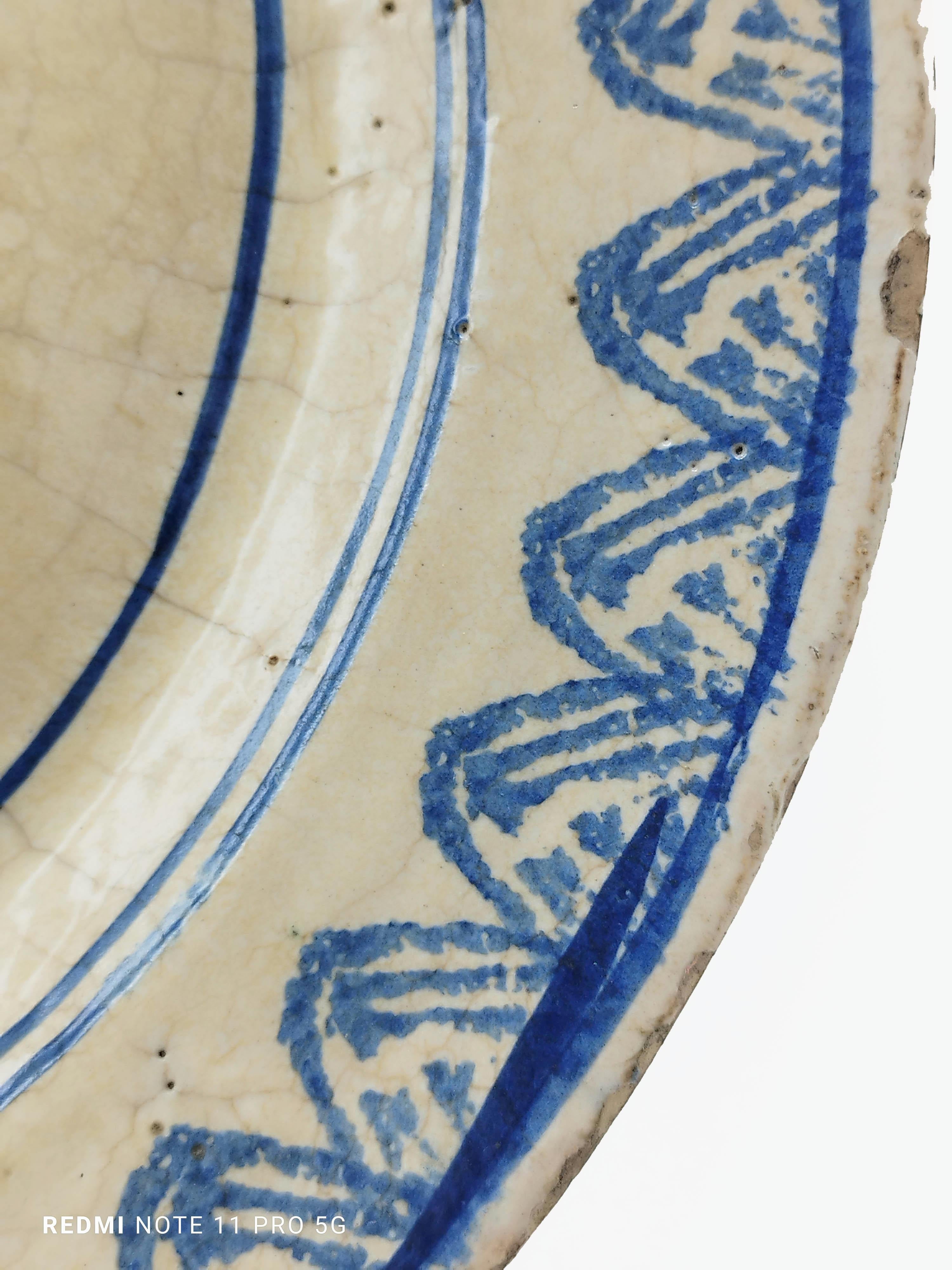 Late 19th Century Antique Decorated Laterza Ceramic Dish, Puglia, Italy 1800ca