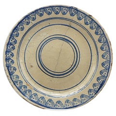 Antique Decorated Laterza Ceramic Dish, Puglia, Italy 1800ca