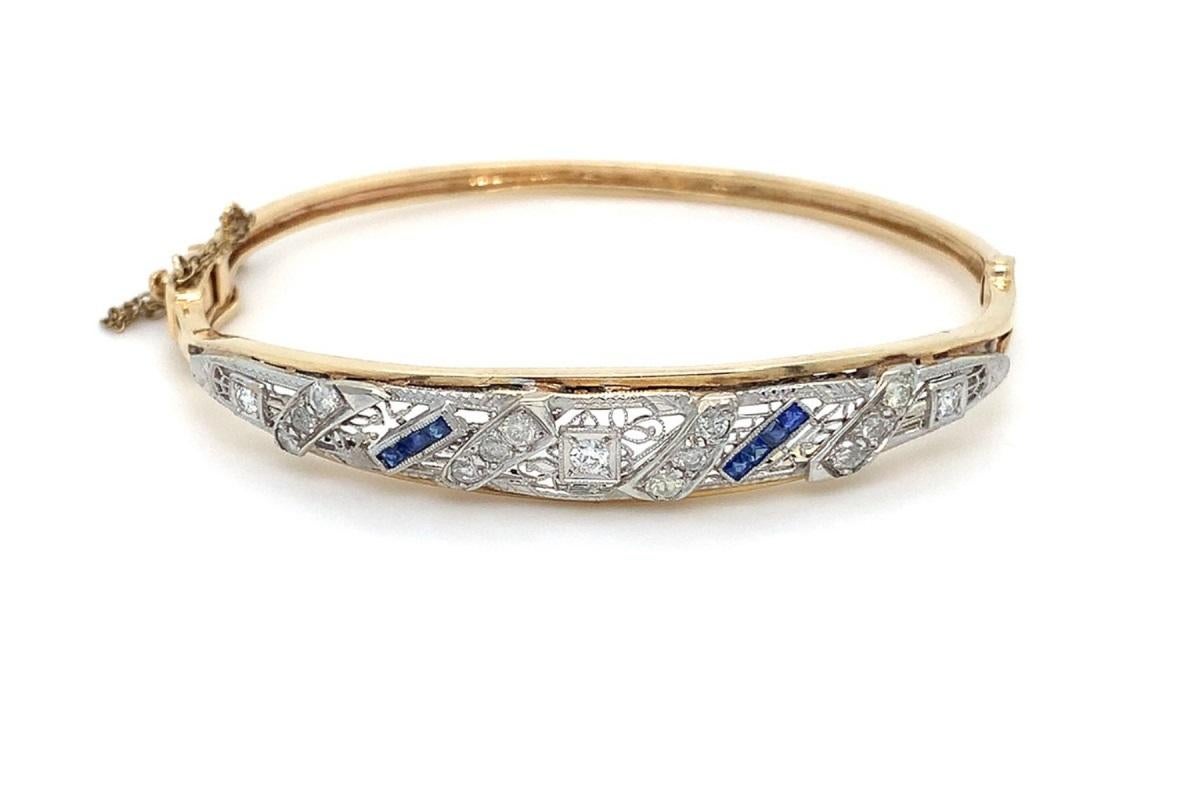Antiguo brazalete decorativo de oro con diamantes, hacia 1920 en venta 1