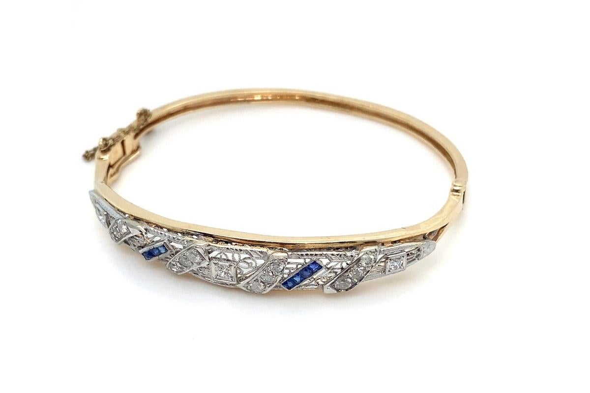 Antiguo brazalete decorativo de oro con diamantes, hacia 1920 en venta 2