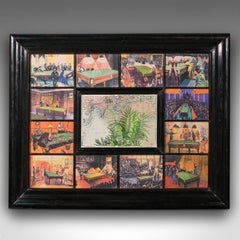 Antique Decorative Billiard Mirror, English, Ceramic Tiles, Snooker, Edwardian