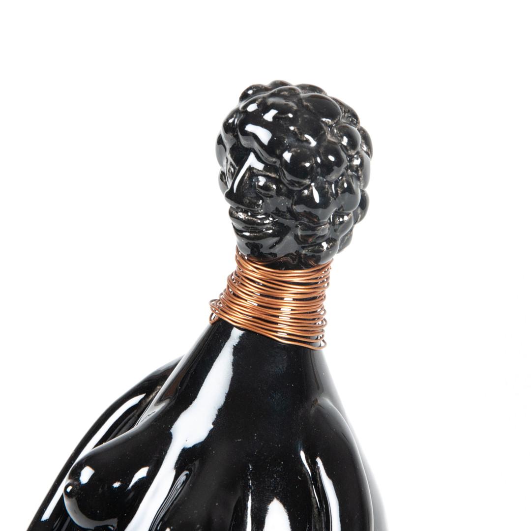 Art Deco Antique Decorative Sculpture Black Ceramic Figurine GUNNAR ANDERSSON Glazed For Sale