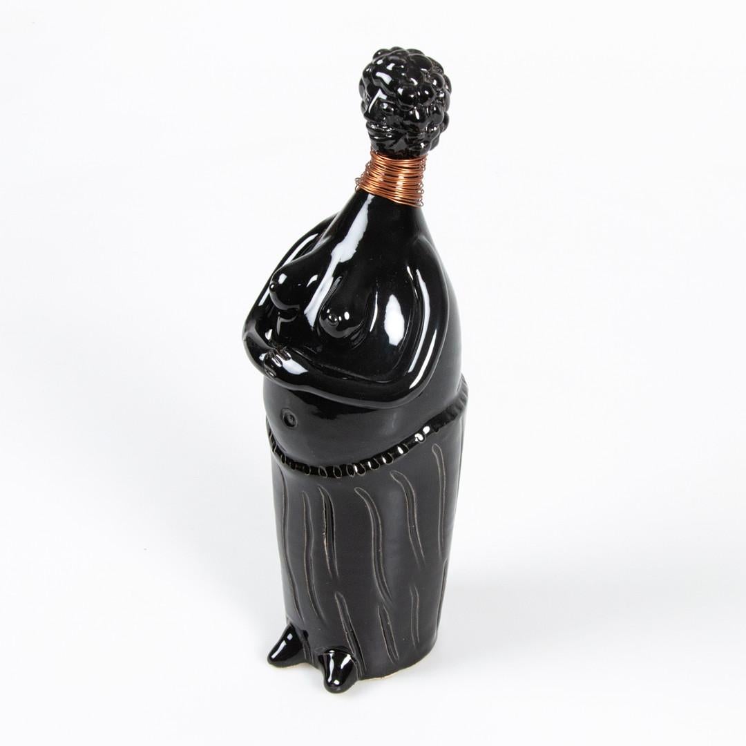 Swedish Antique Decorative Sculpture Black Ceramic Figurine GUNNAR ANDERSSON Glazed For Sale
