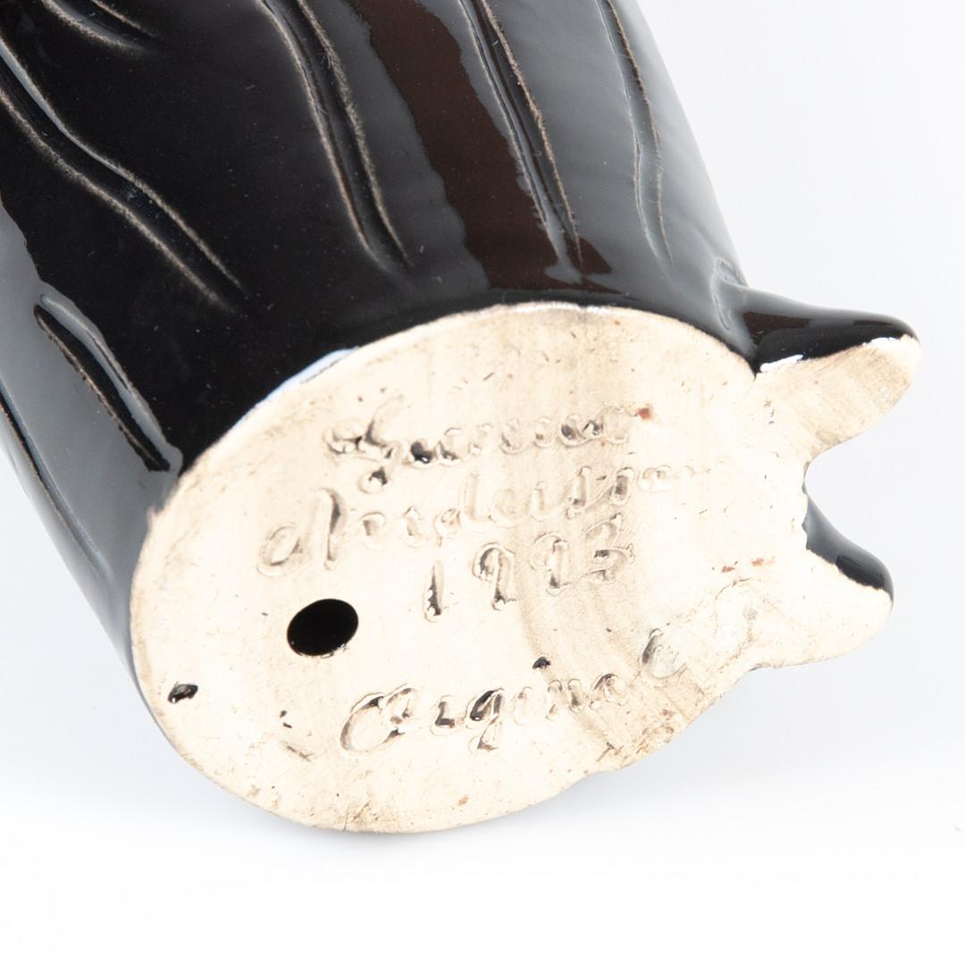 Antique Decorative Sculpture Black Ceramic Figurine GUNNAR ANDERSSON Glazed In Excellent Condition For Sale In Wembley, GB