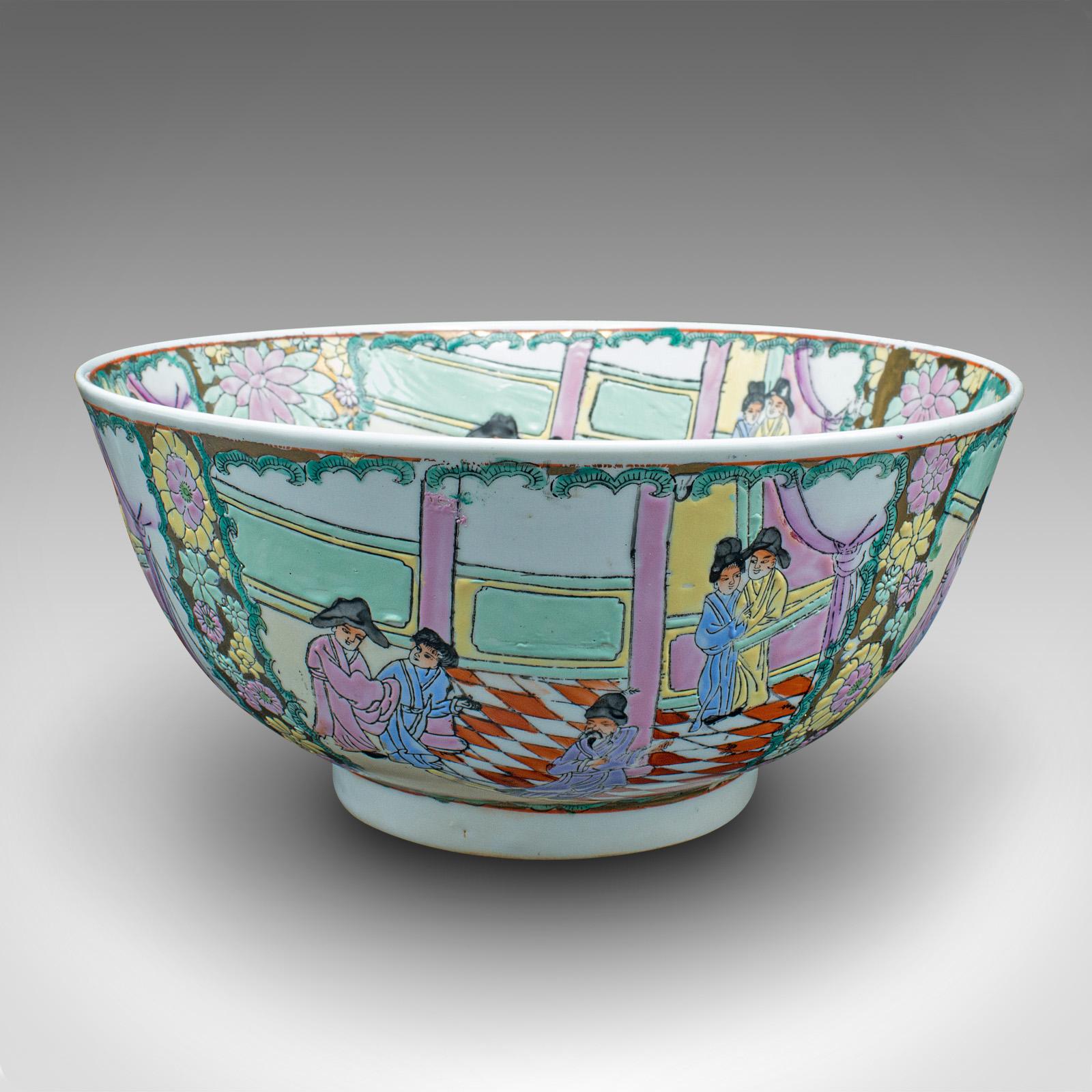 Antique Decorative Bowl, Chinese, Ceramic Serving Dish, Qing Dynasty, Victorian For Sale 1