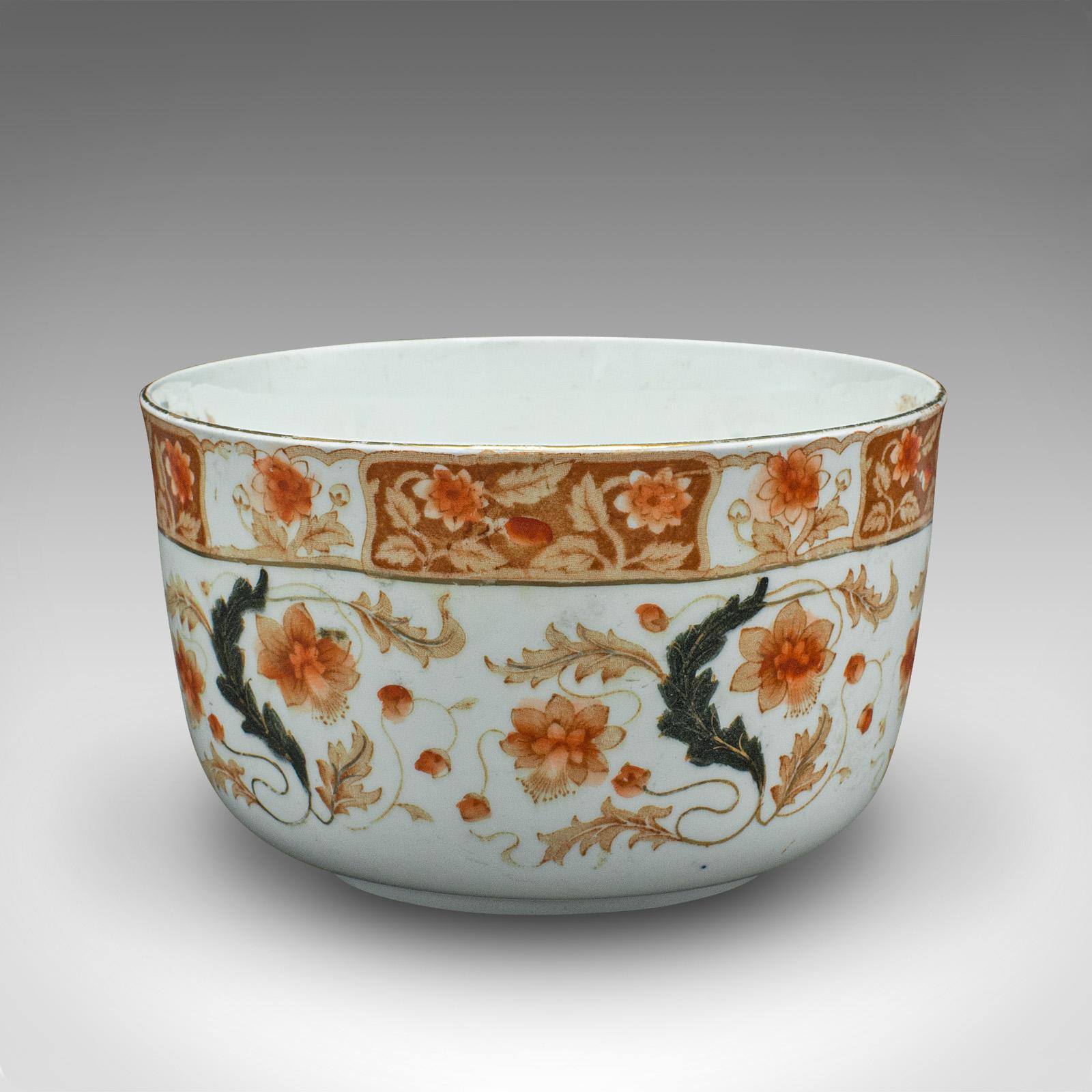 Late Victorian Antique Decorative Bowl, Continental, Ceramic, Serving Dish, Victorian, C.1900 For Sale