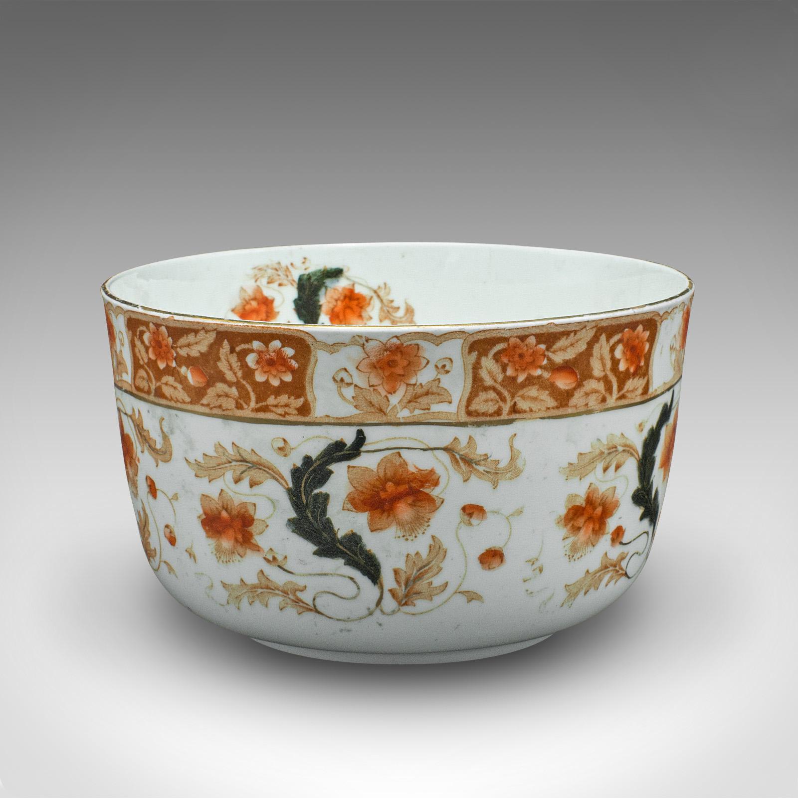European Antique Decorative Bowl, Continental, Ceramic, Serving Dish, Victorian, C.1900 For Sale