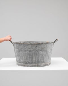 Bol décoratif ancien en zinc, artisanat français du XXe siècle