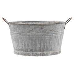 Bol décoratif ancien en zinc, artisanat français du XXe siècle
