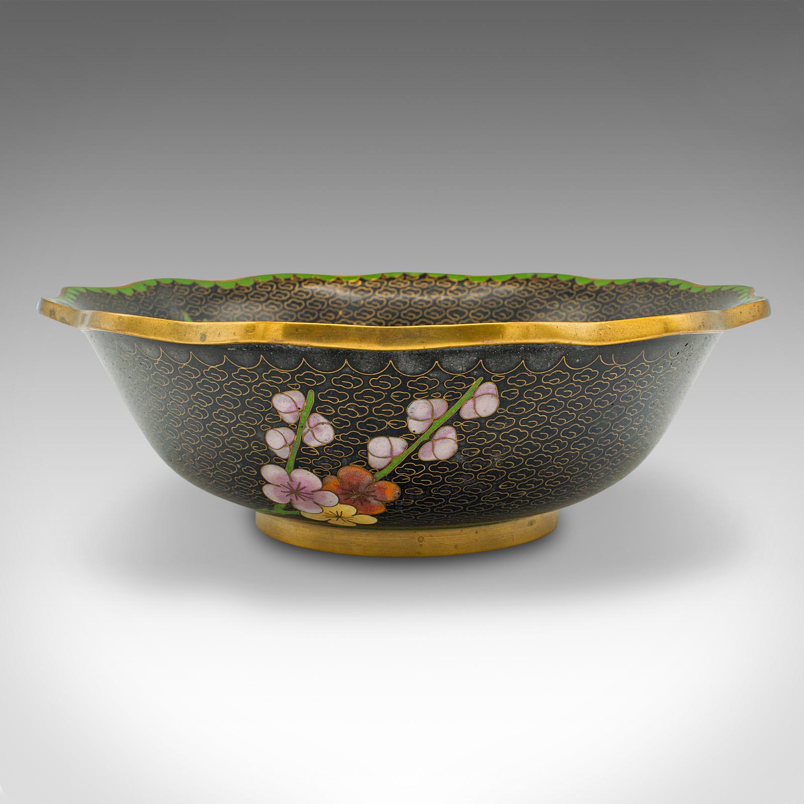 This is an antique decorative bowl. A Japanese, cloisonne bonbon or grape dish, dating to the early 20th century, circa 1920.

Delightful cloisonne decor with vibrant colours
Displays a desirable aged patina and in good order
Quality cloisonne