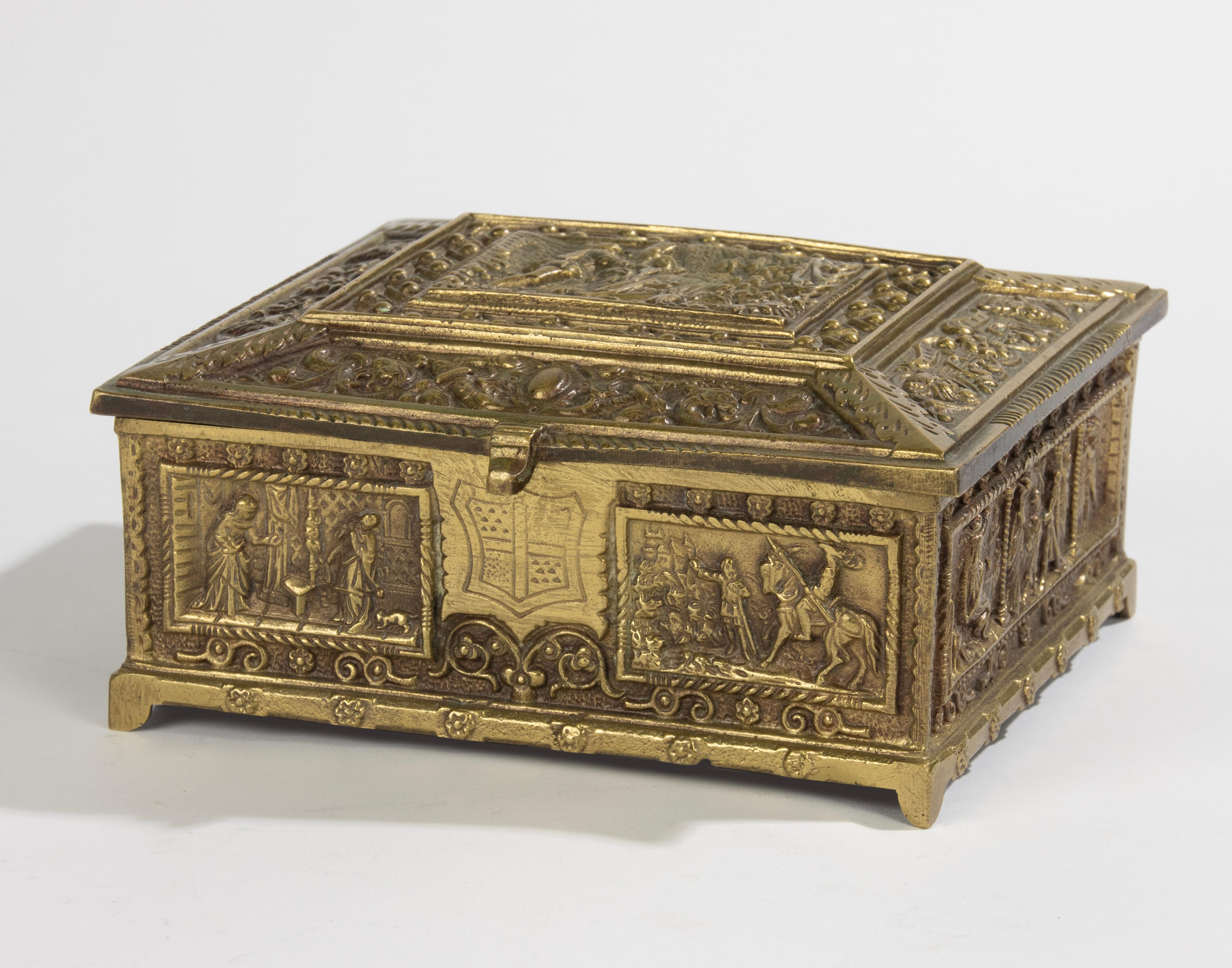 Belgian Antique Decorative Bronze Box  For Sale
