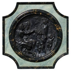 Antique Decorative Bronzed Copper & Simulated Marble Wall Plaque