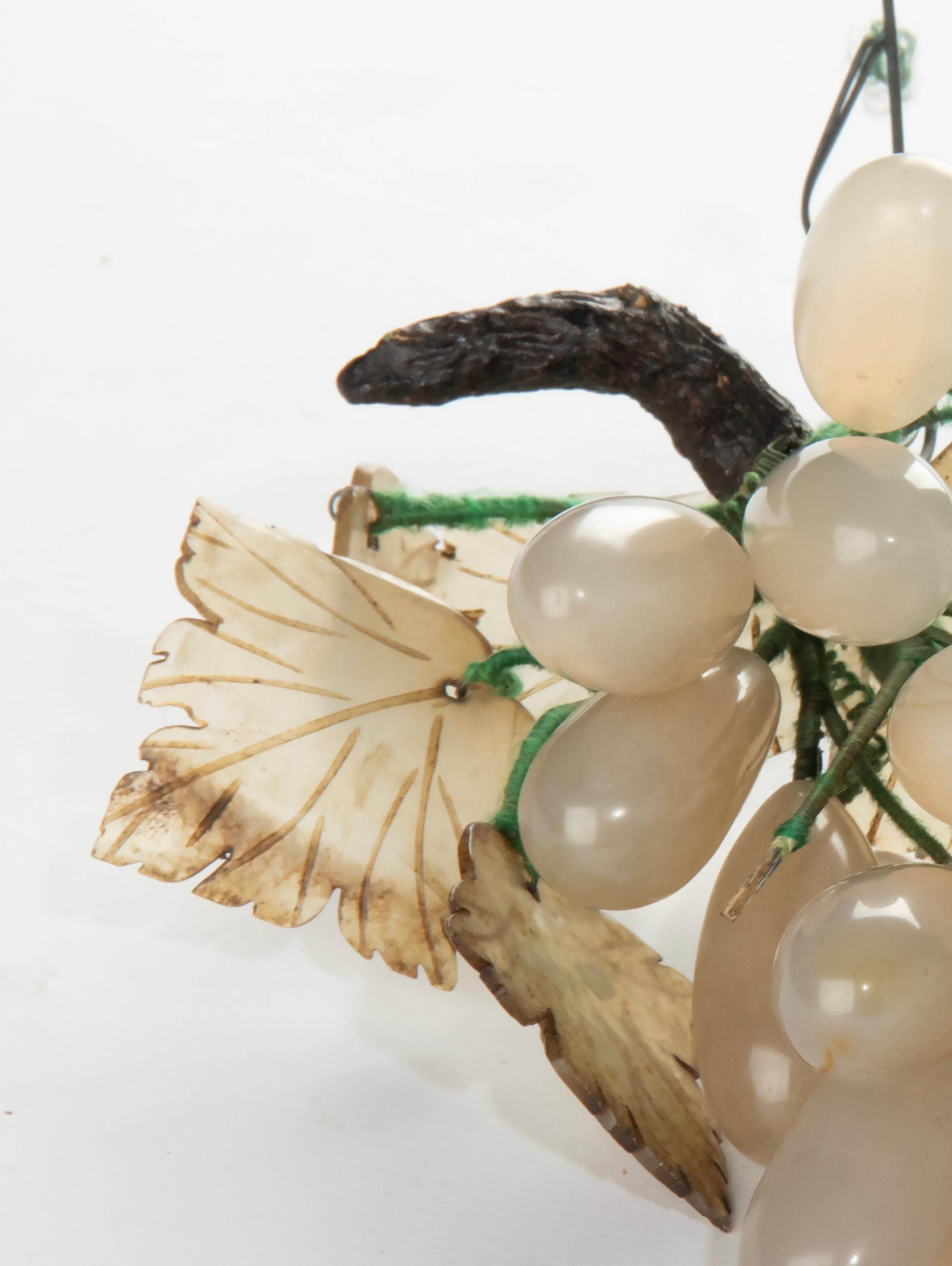 Early 20th Century Antique Decorative Bunch of Grapes made of Quartz Stone For Sale