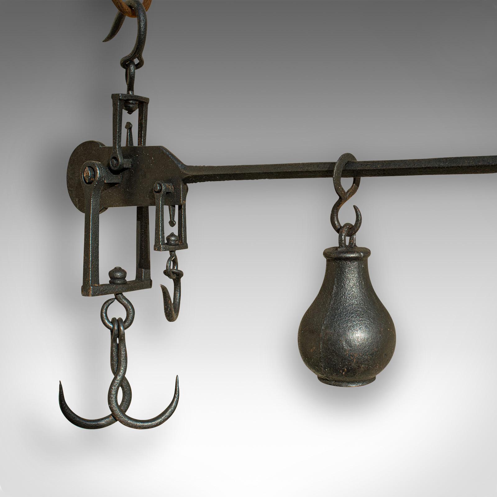 Antique Decorative Butcher's Steelyard, English, Iron, Weighing Instrument, 1800 For Sale 1