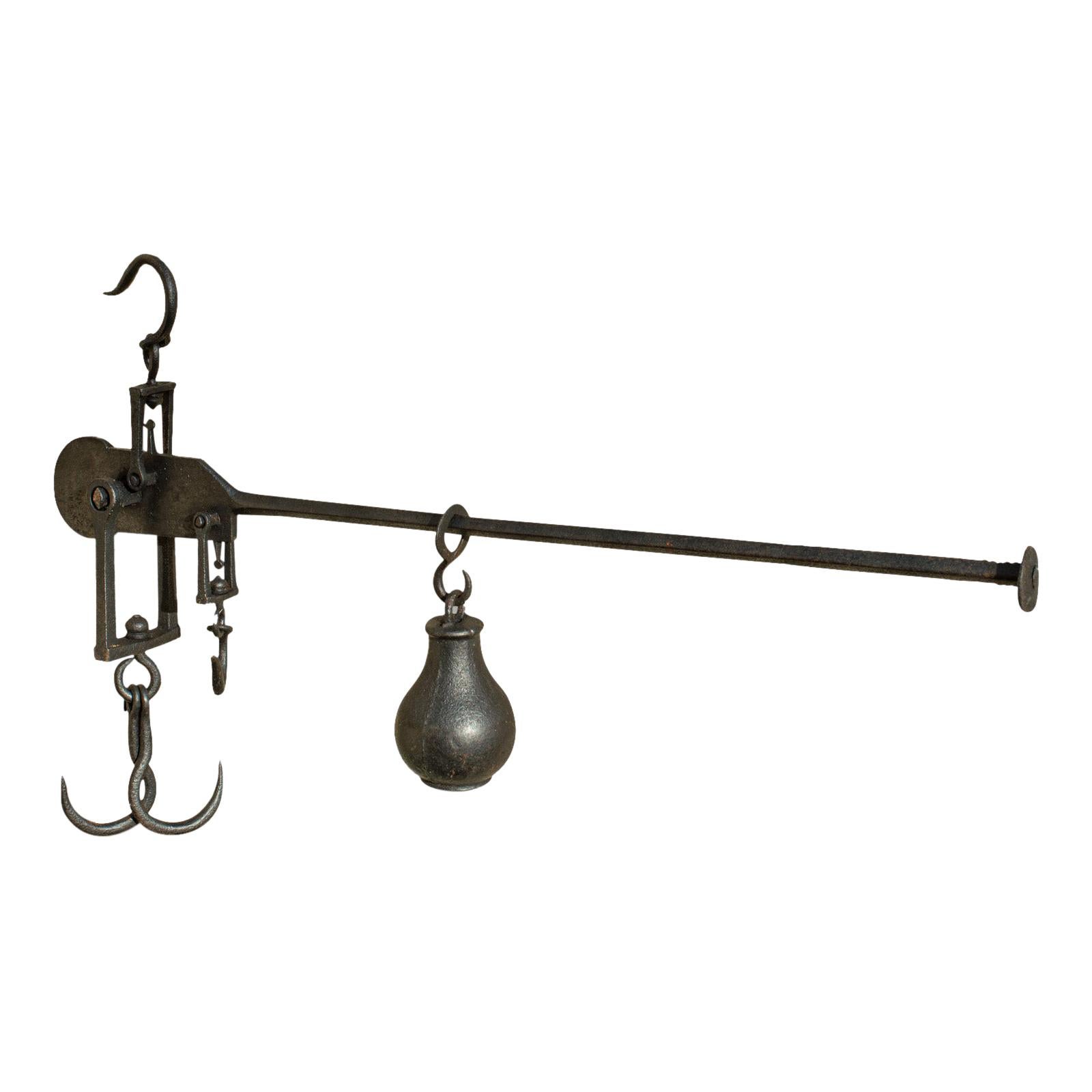 Antique Decorative Butcher's Steelyard, English, Iron, Weighing Instrument, 1800 For Sale