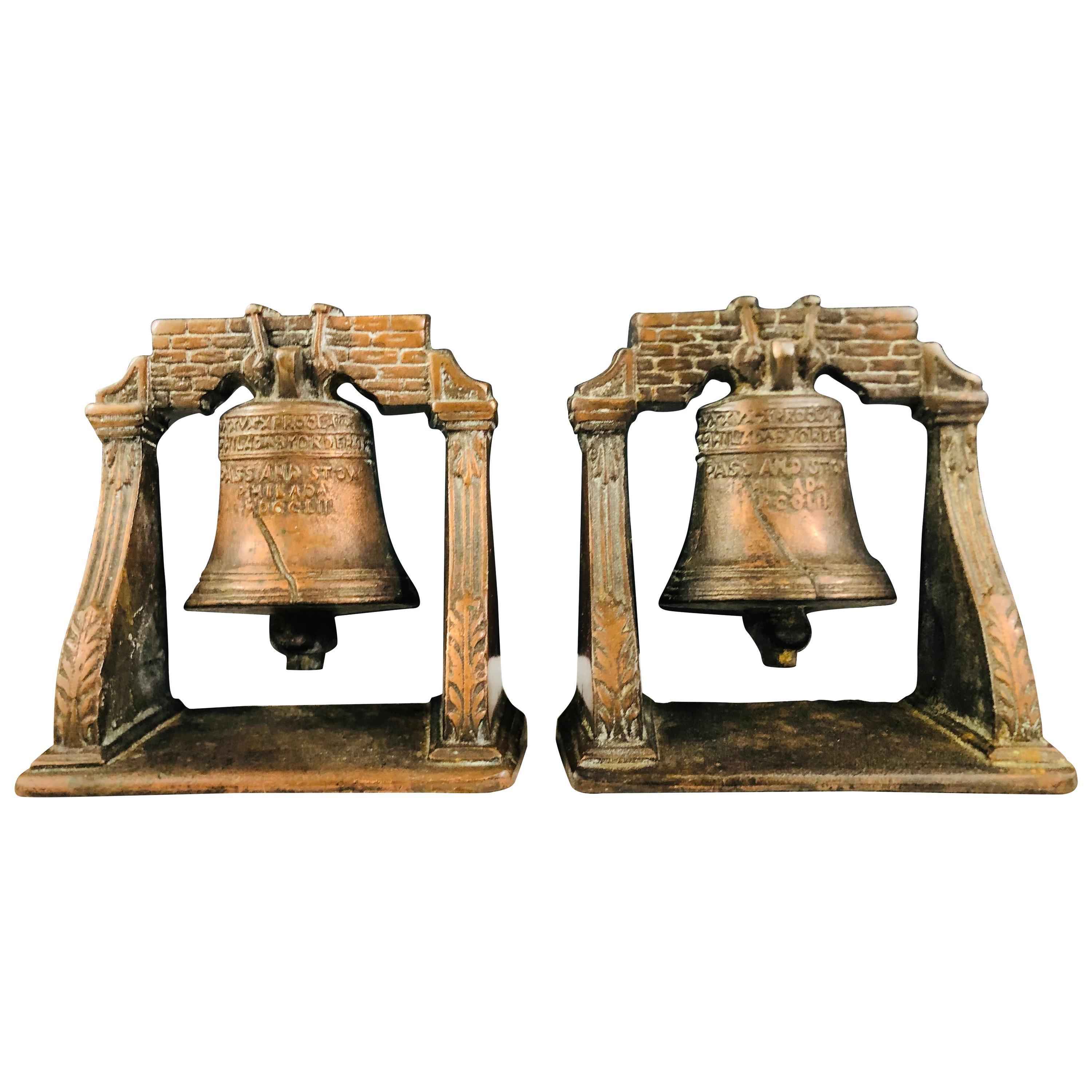 Antique Decorative Cast Bronze Mission Bell Sculpture, a Pair For Sale