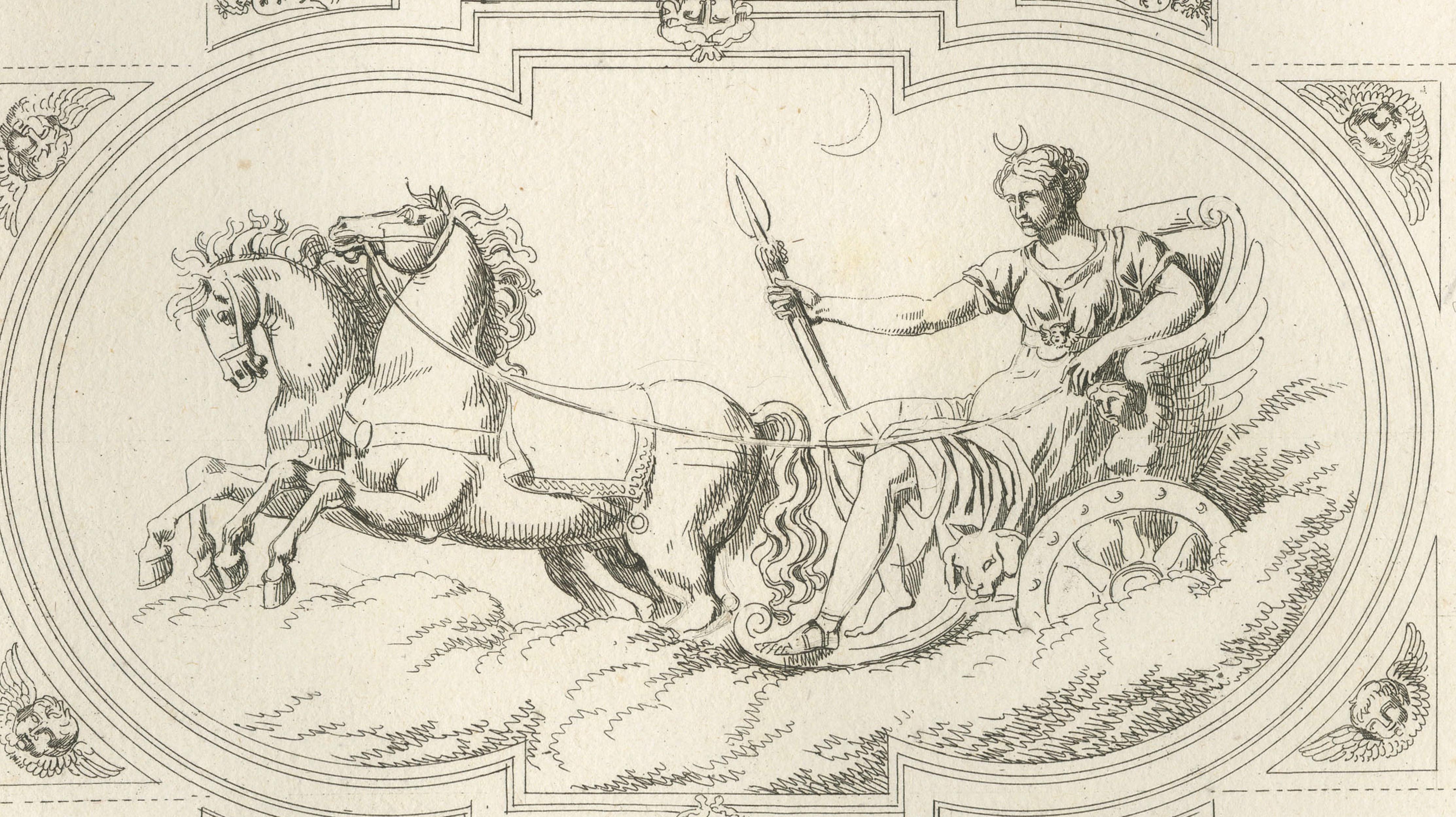Antique Decorative Ceiling Designs, Fontainebleau Gallery, Baltard, 1803 – Pair