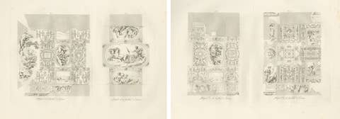 Antique Decorative Ceiling Designs, Fontainebleau Gallery, Baltard, 1803 – Pair