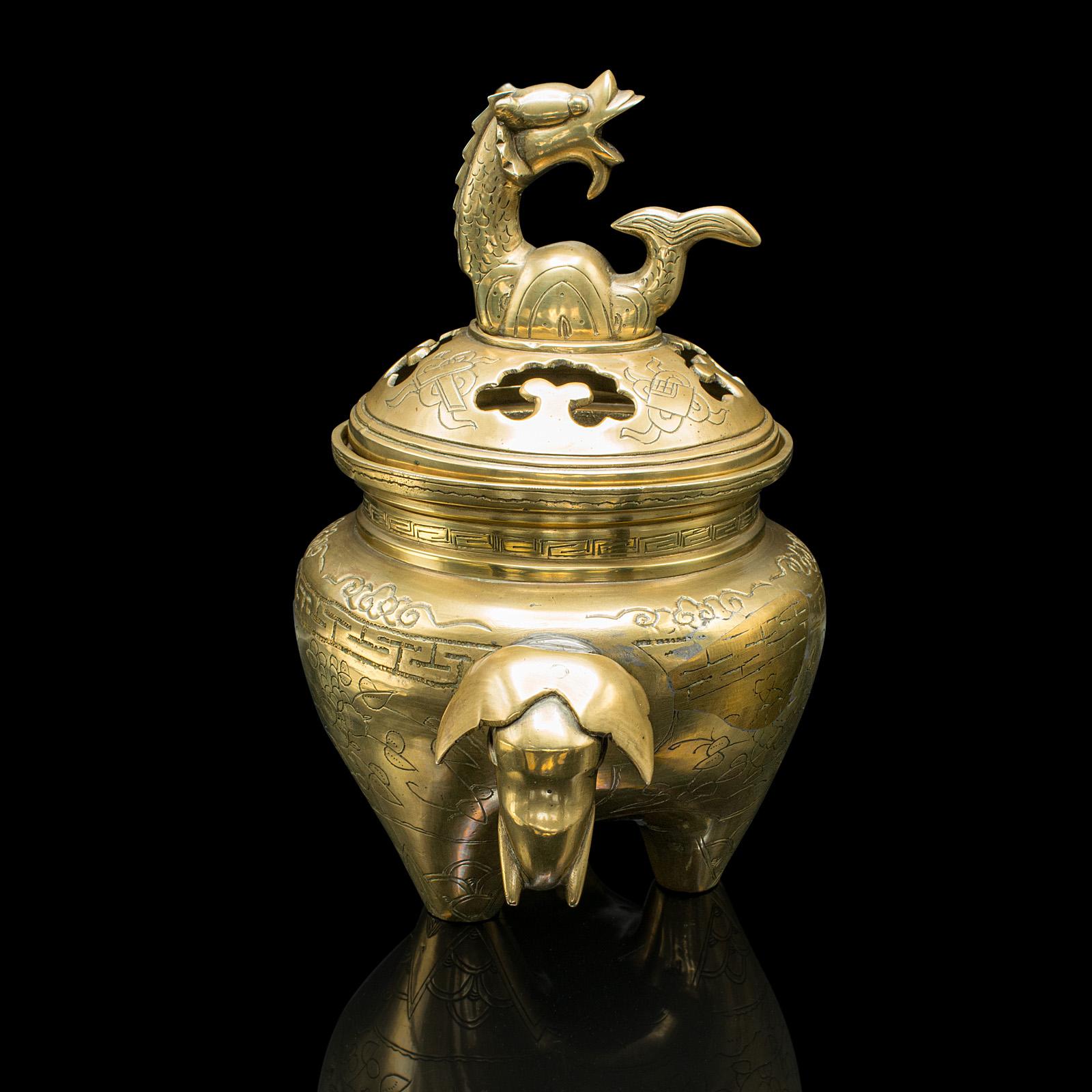 Late Victorian Antique Decorative Censer, Chinese, Brass, Incense Burner, Qing, Victorian, 1900 For Sale
