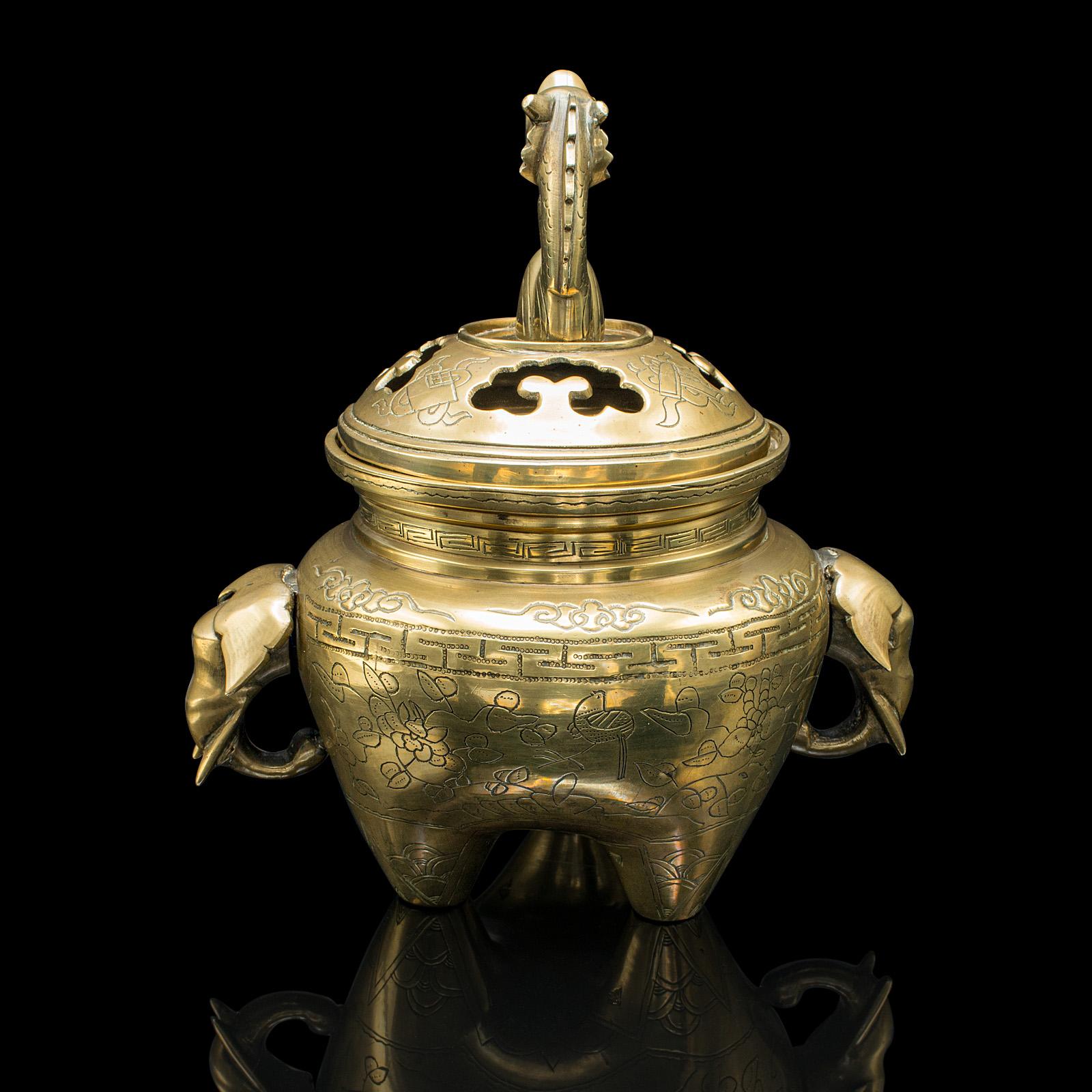 Antique Decorative Censer, Chinese, Brass, Incense Burner, Qing, Victorian, 1900 In Good Condition For Sale In Hele, Devon, GB