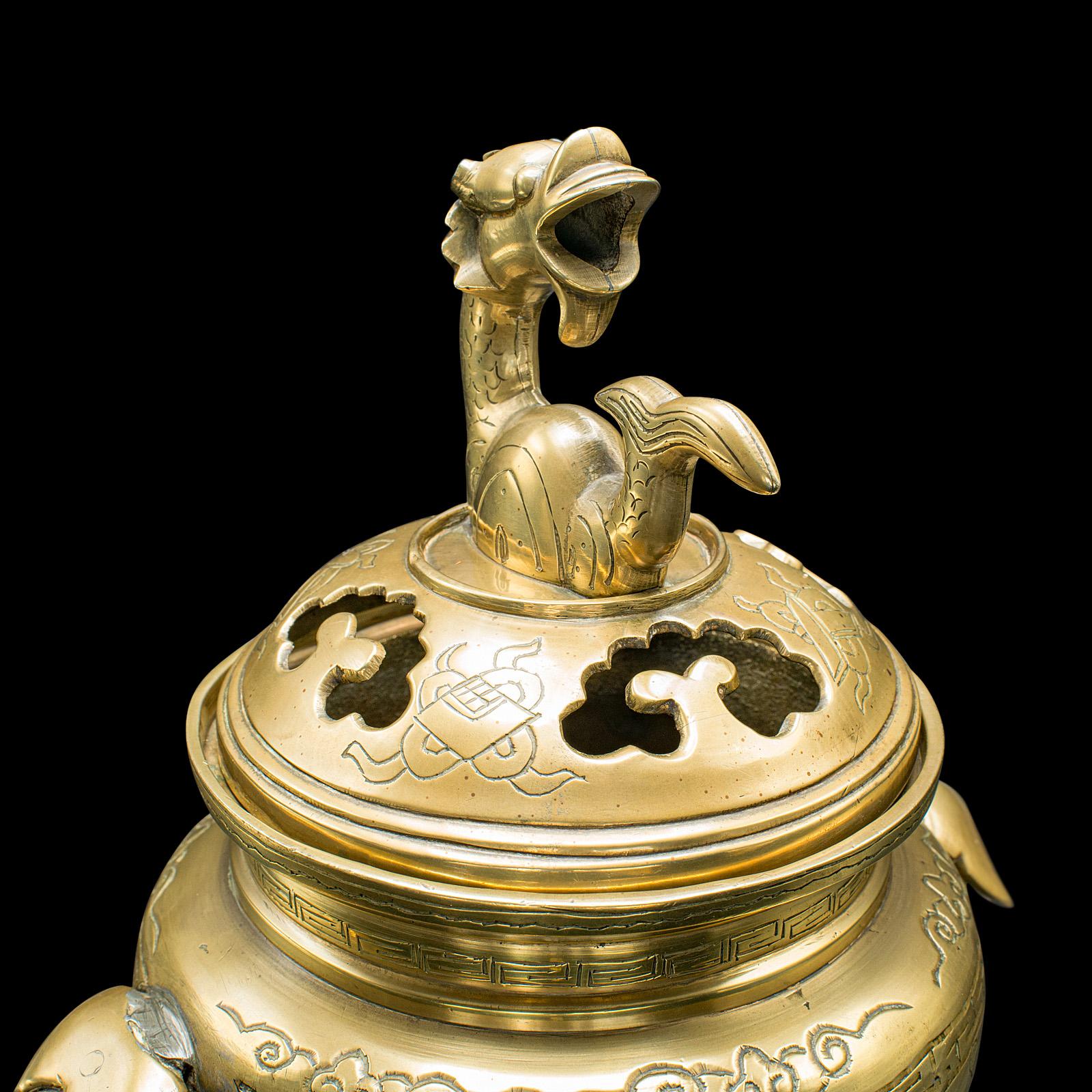 Antique Decorative Censer, Chinese, Brass, Incense Burner, Qing, Victorian, 1900 For Sale 1