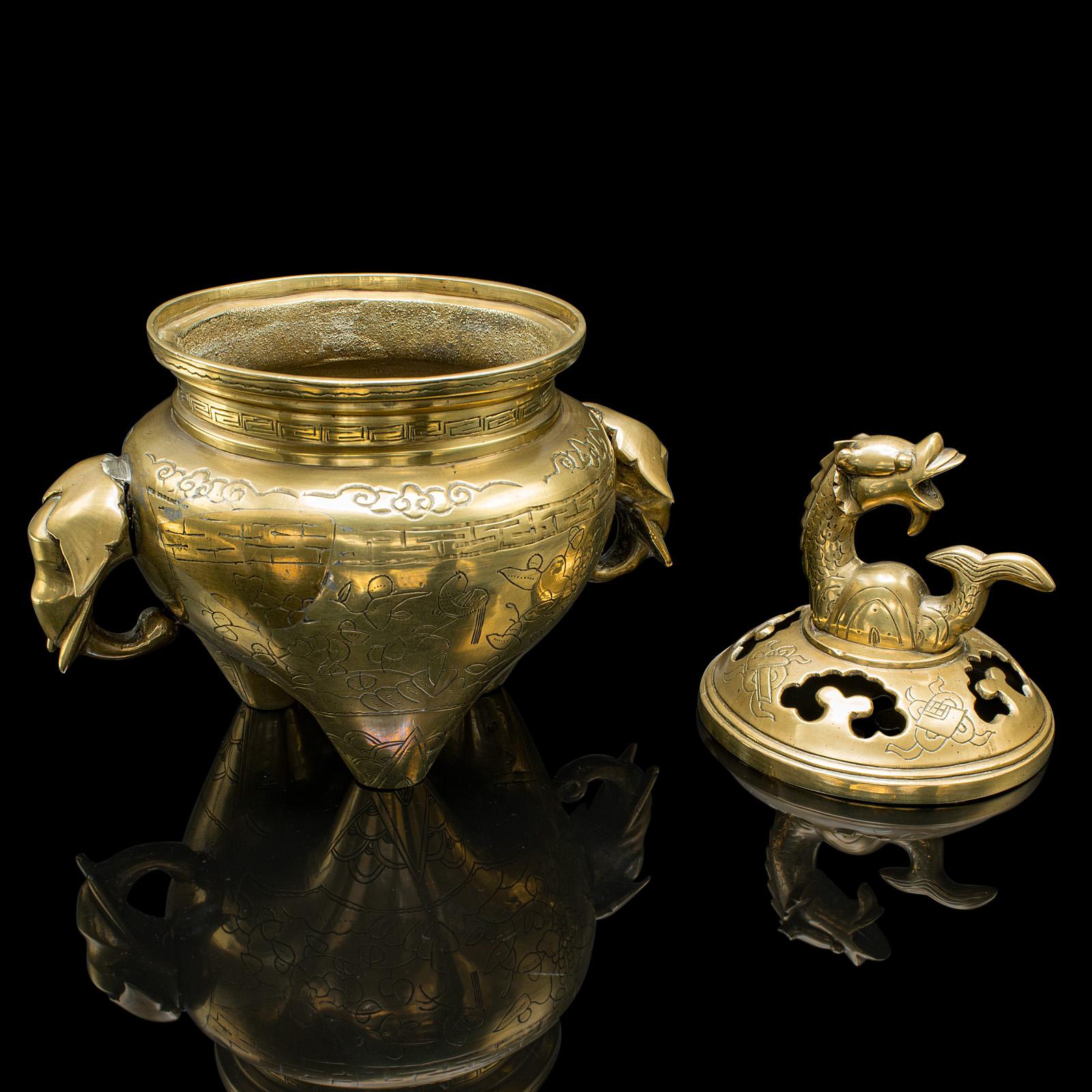 Antique Decorative Censer, Chinese, Brass, Incense Burner, Qing, Victorian, 1900 For Sale 2