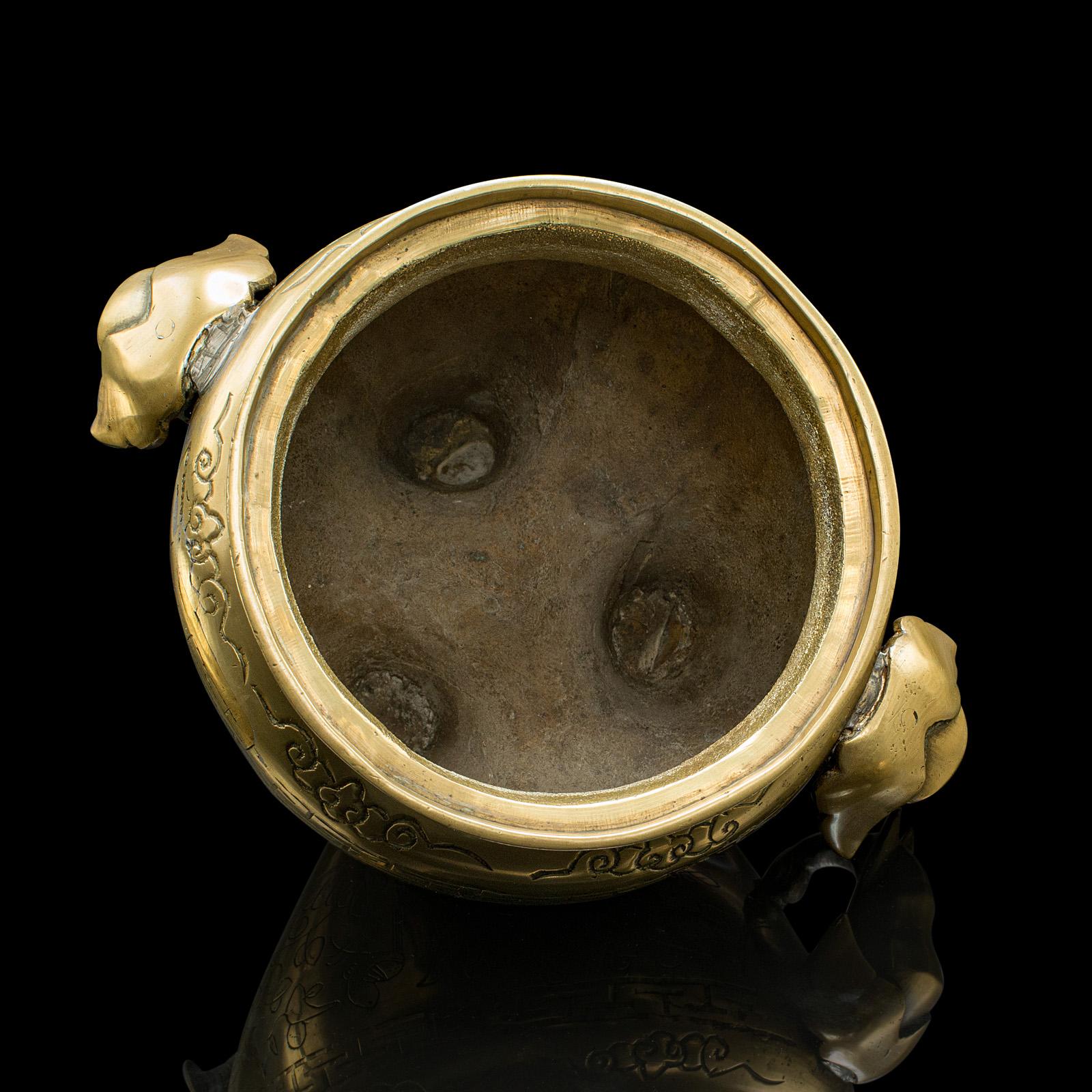 Antique Decorative Censer, Chinese, Brass, Incense Burner, Qing, Victorian, 1900 For Sale 3