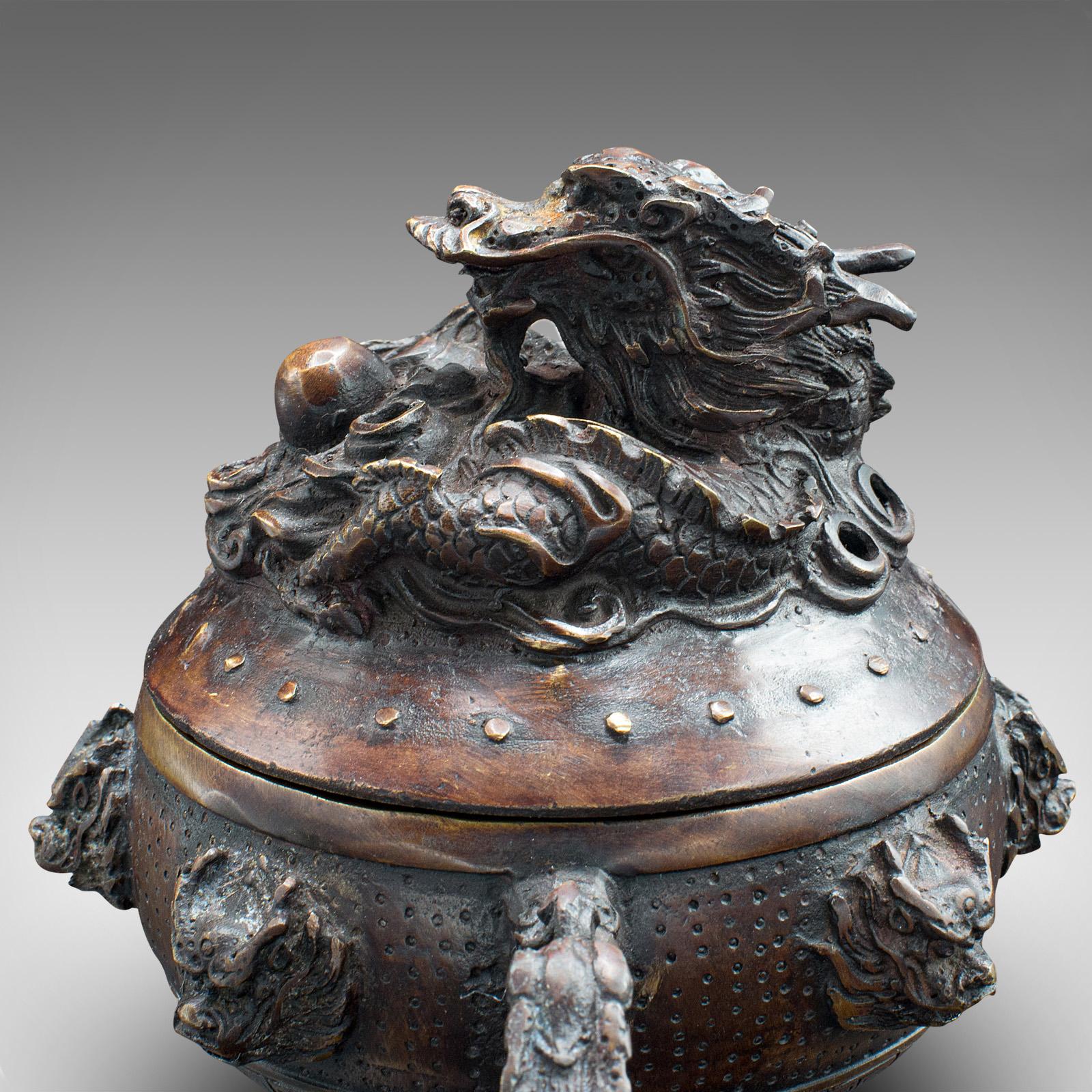 Antique Decorative Censer, Chinese, Bronze, Incense Burner, Dragon, Victorian 6