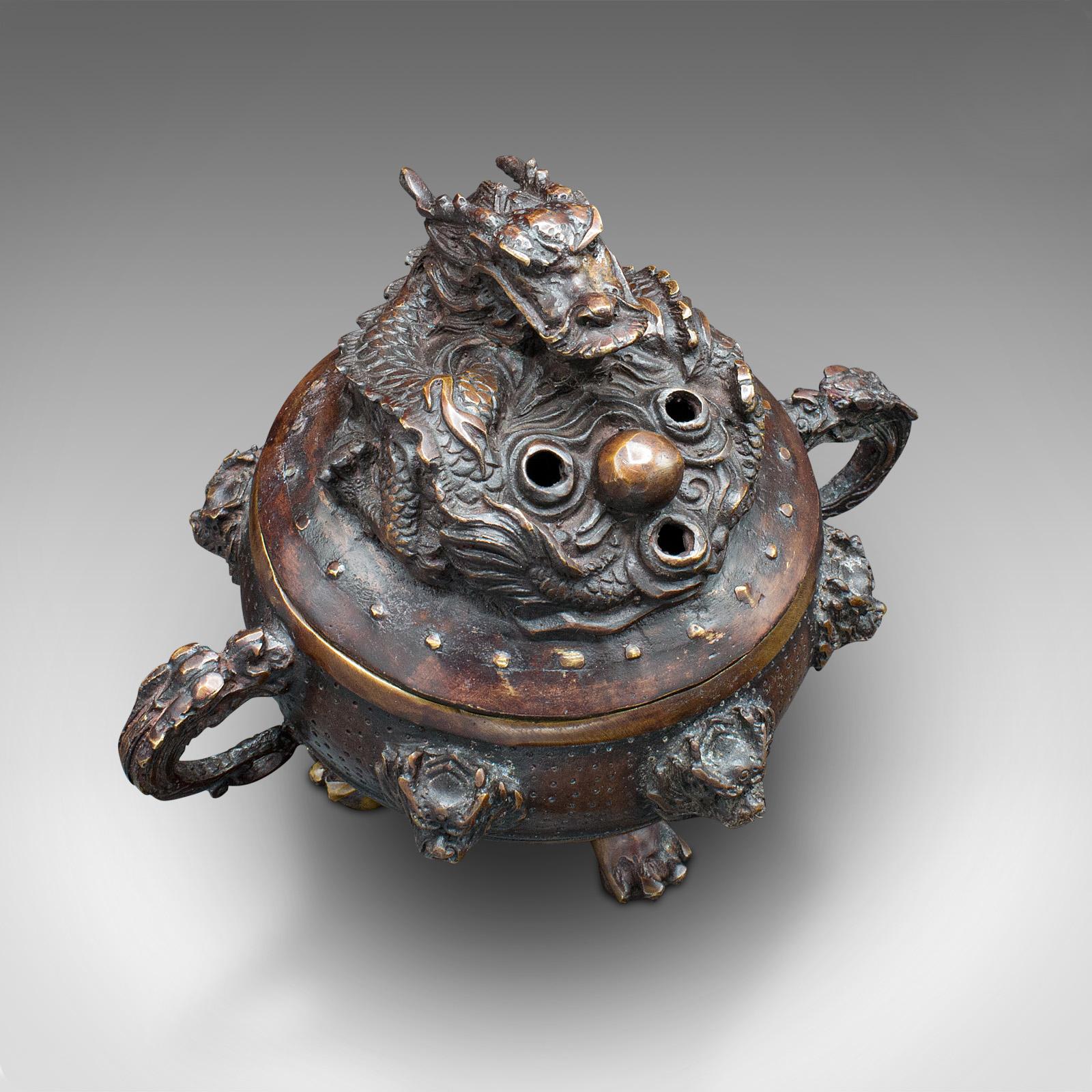 Antique Decorative Censer, Chinese, Bronze, Incense Burner, Dragon, Victorian 3