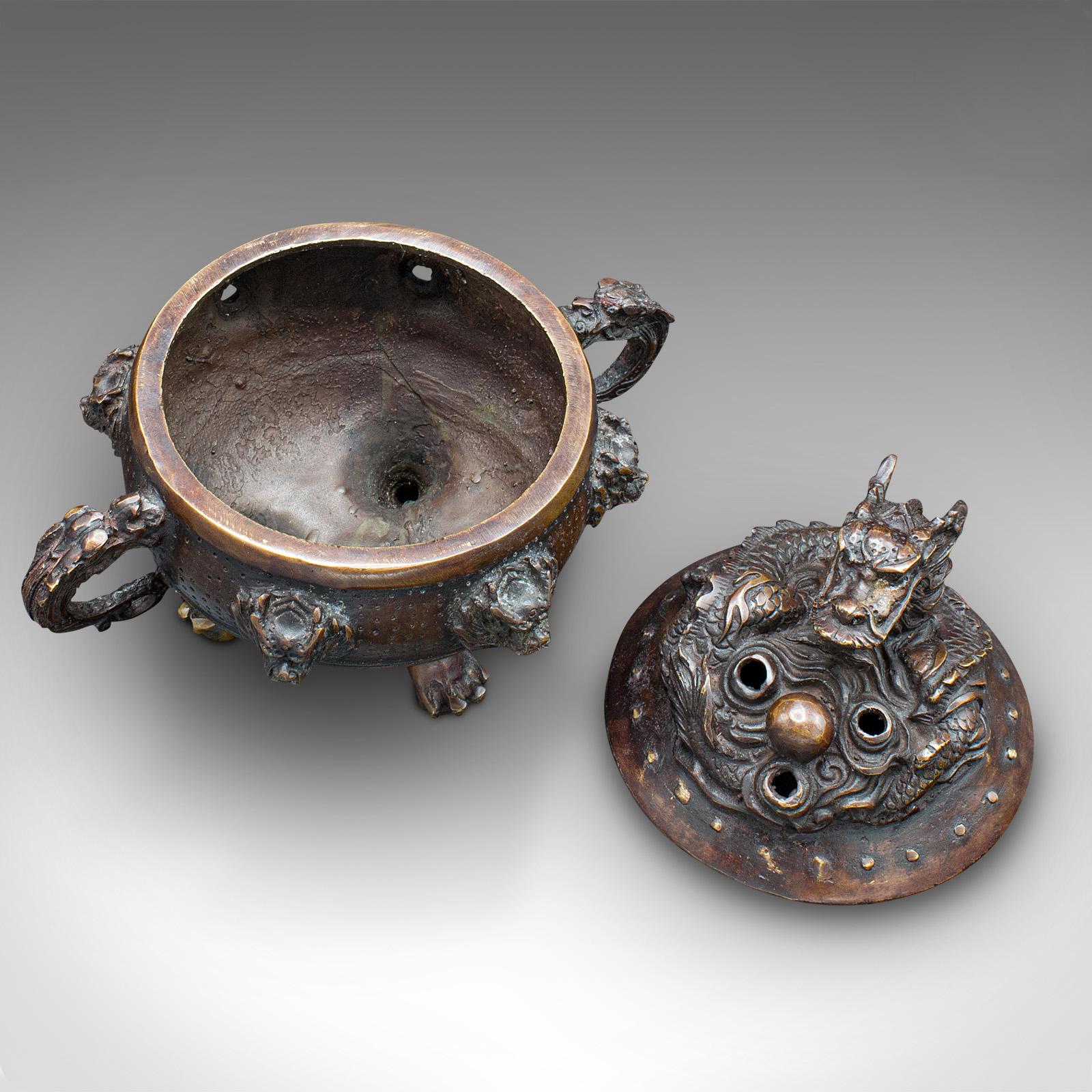 Antique Decorative Censer, Chinese, Bronze, Incense Burner, Dragon, Victorian 4
