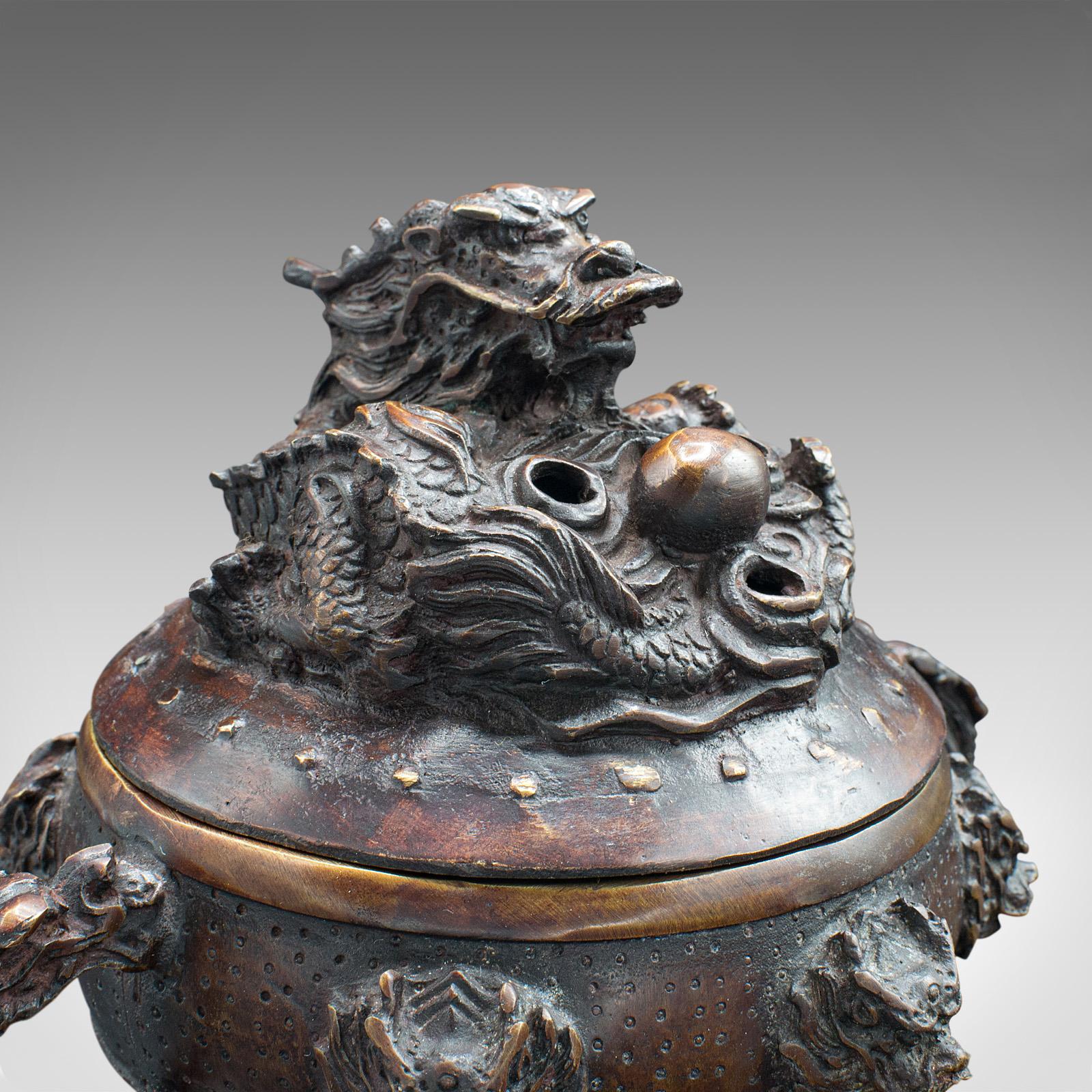 Antique Decorative Censer, Chinese, Bronze, Incense Burner, Dragon, Victorian 5
