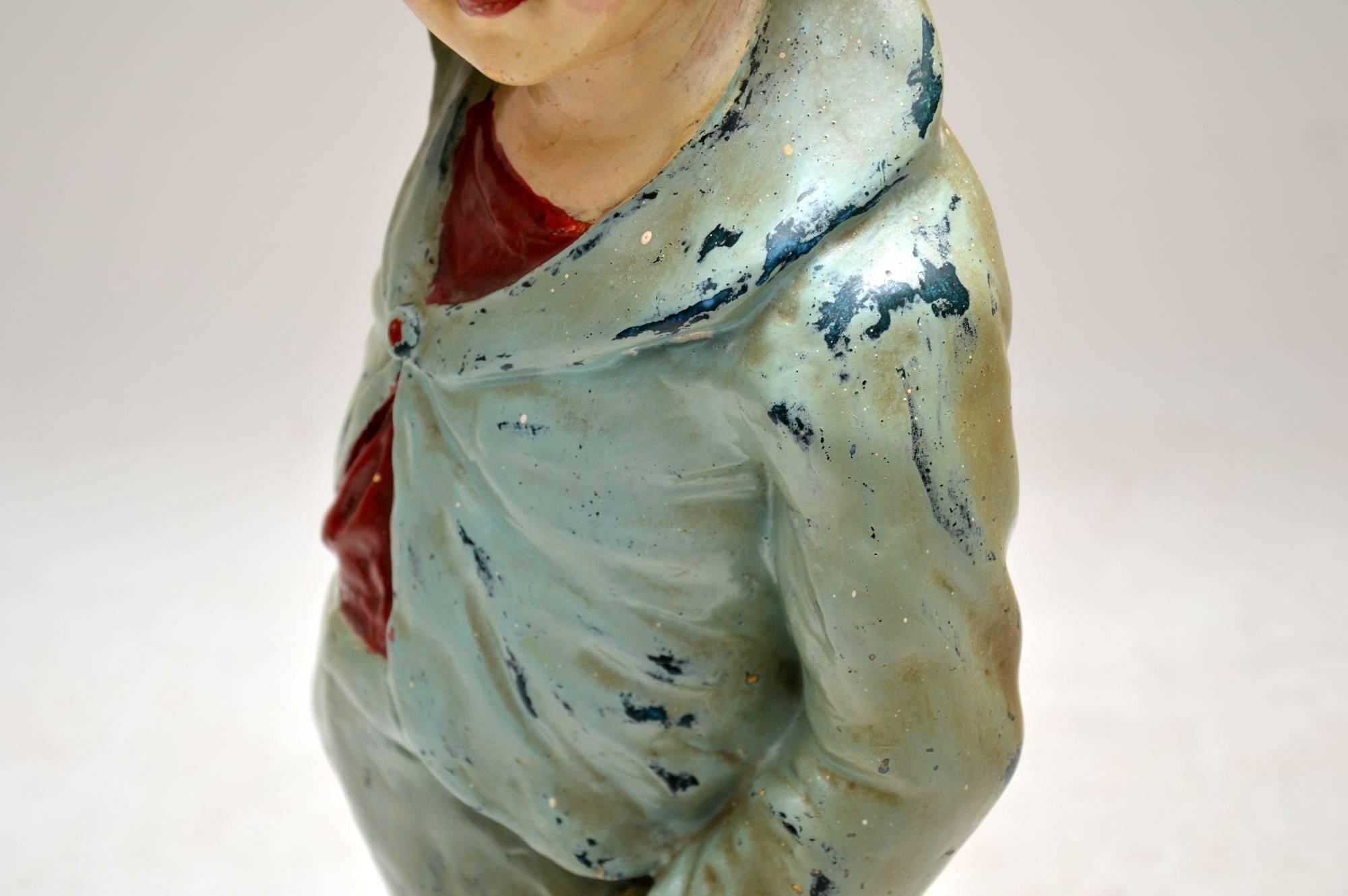 French Antique Decorative Chalk Ware Figure of a Boy  For Sale