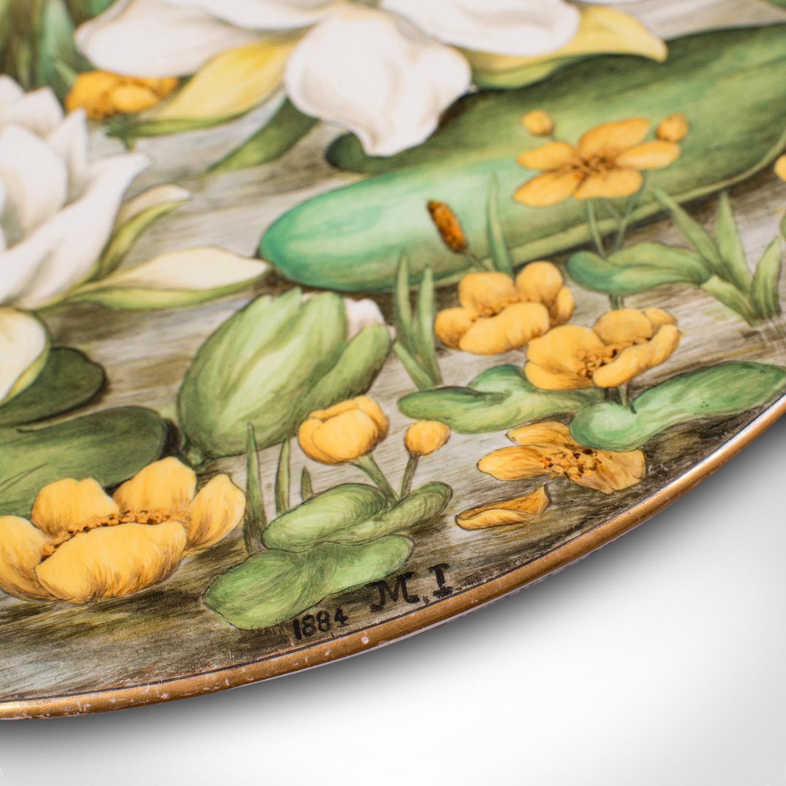 Antique Decorative Charger Plate, English, Ceramic, Dish, Art Nouveau, Victorian For Sale 4