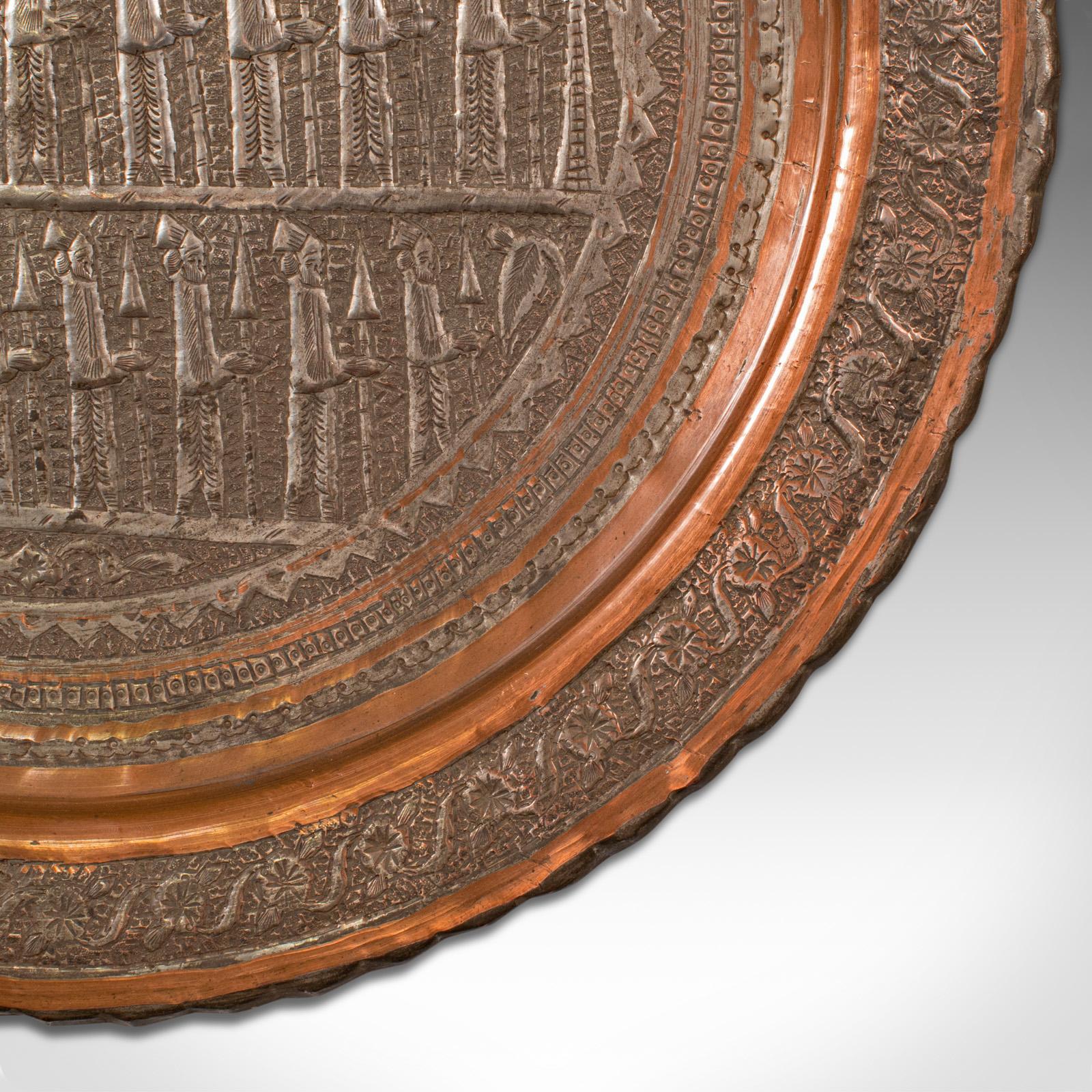 Antike dekorative Platte, türkisch, Kupfer, Repousse, Wandteller, viktorianisch (19. Jahrhundert) im Angebot