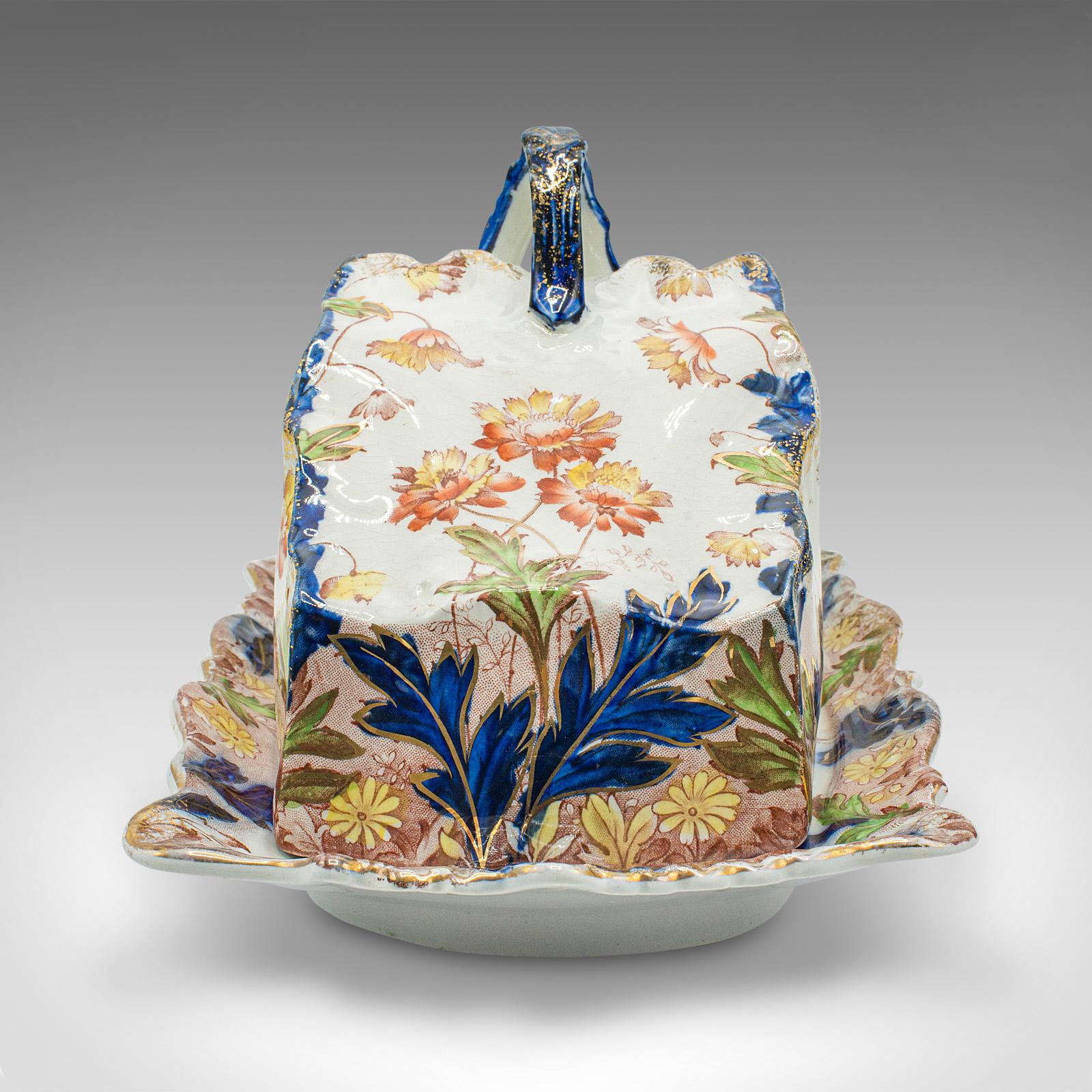 British Antique Decorative Cheese Keeper, English, Kitchen, Butter Dish, Victorian, 1890 For Sale