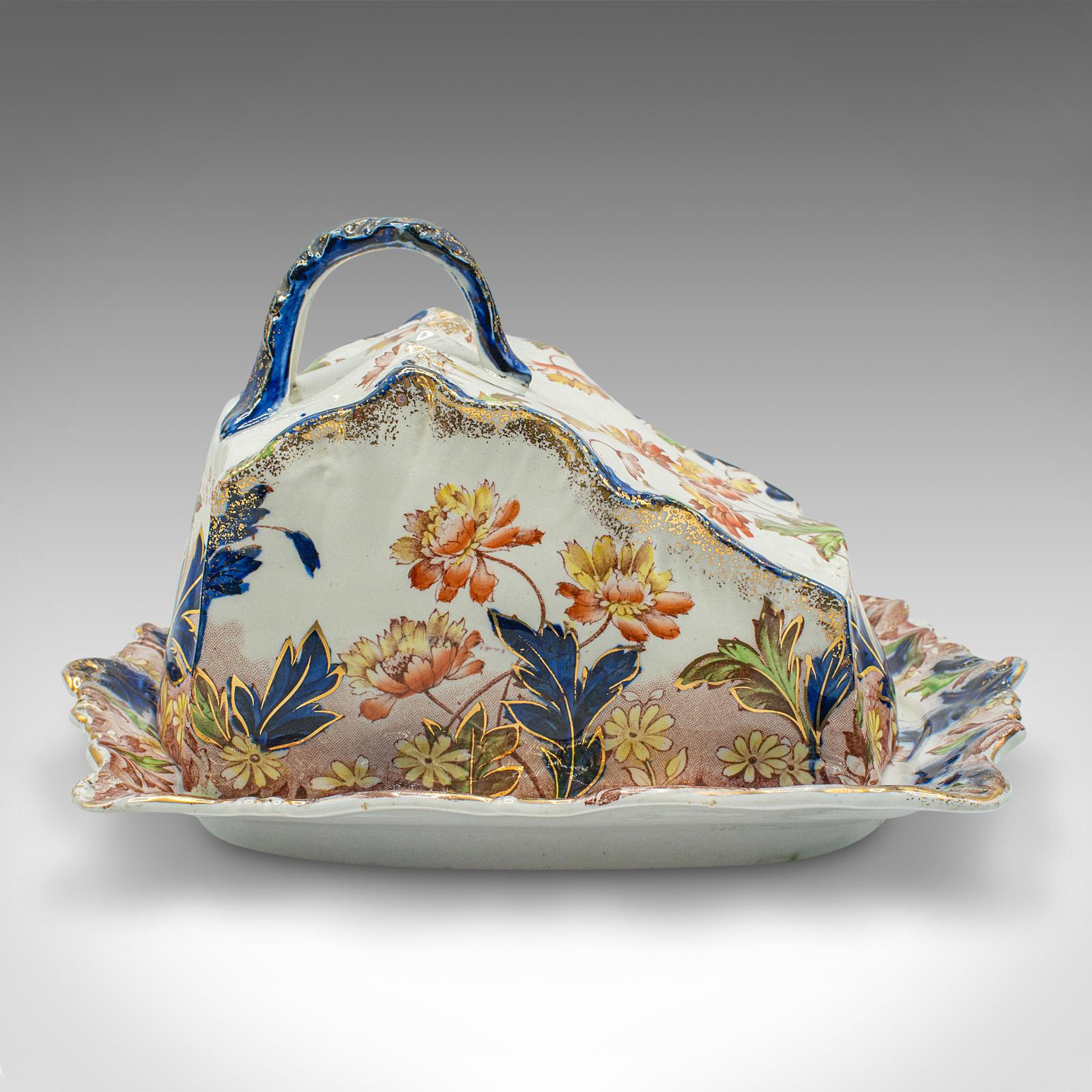 19th Century Antique Decorative Cheese Keeper, English, Kitchen, Butter Dish, Victorian, 1890 For Sale