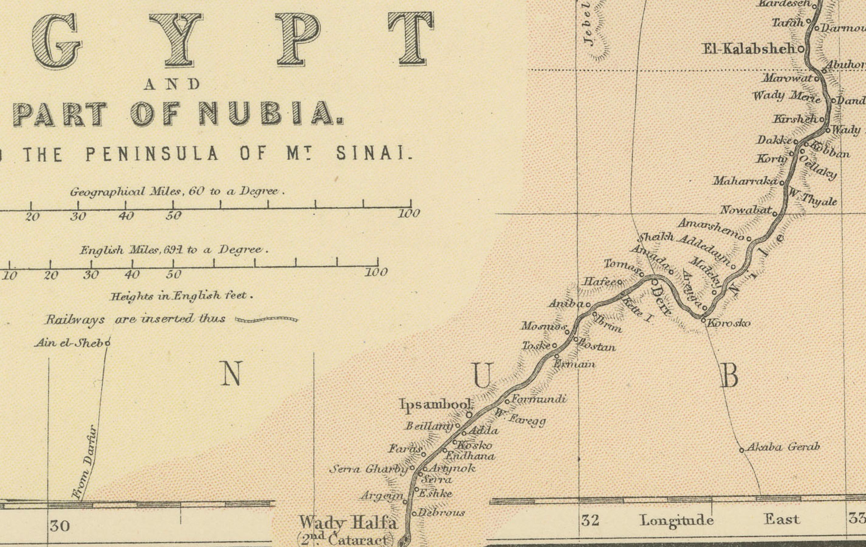 Antique Decorative Coloured Map Egypt, Nubia, Abyssinia and more, 1882 For Sale 1
