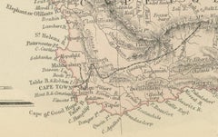 Antique Decorative Coloured Map of South Africa and Madagascar, 1882