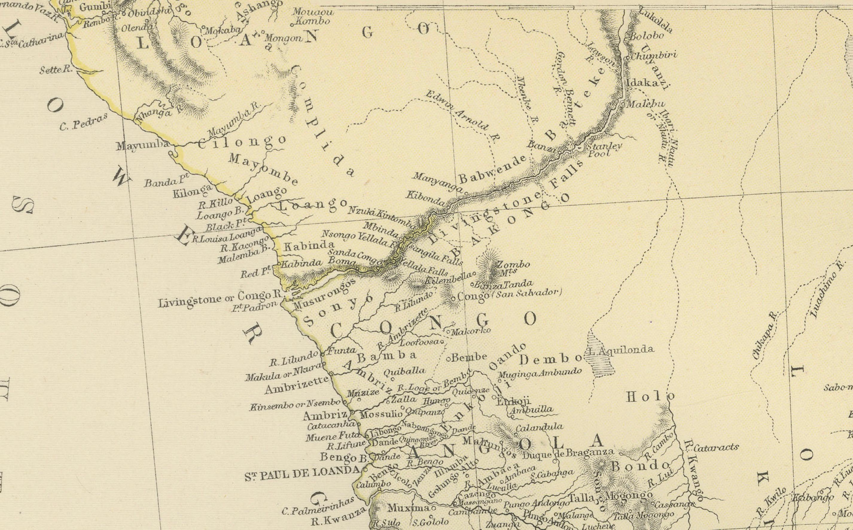 Antike dekorative farbige Karte von Südafrika und Madagaskar, 1882 im Zustand „Gut“ im Angebot in Langweer, NL