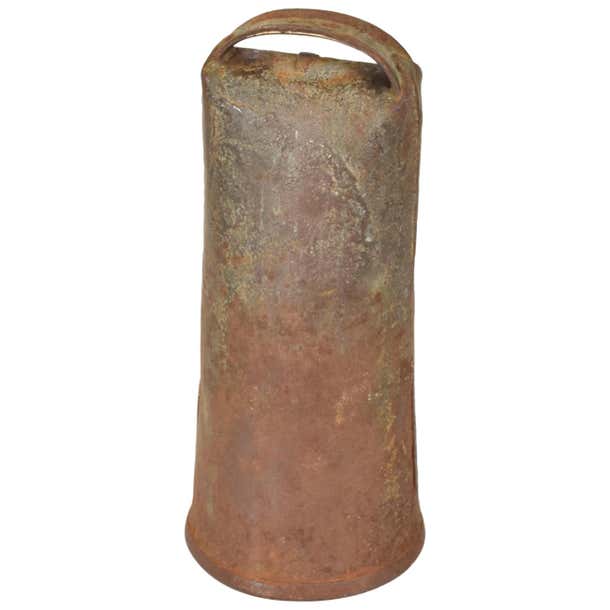 Antique Decorative Cow Bell, Metal and Wood For Sale at 1stDibs