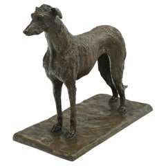 Figure décorative ancienne de chien en bronze autrichienne, chien viennois Borzoi, époque victorienne