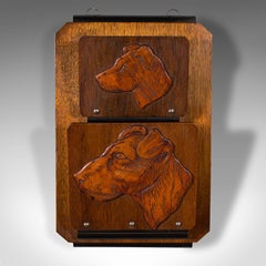 Antique Decorative Dog Letter Rack, English, Mahogany, Oak, Wall, Edwardian