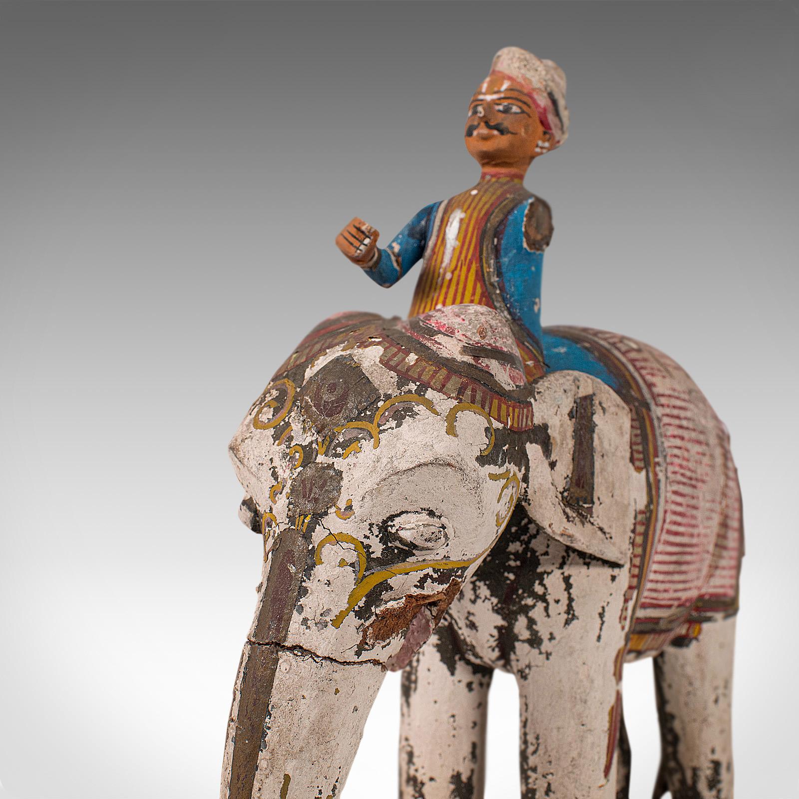 Antique Decorative Elephant and Rider, Indian, Hand Painted, Figure, Victorian For Sale 5