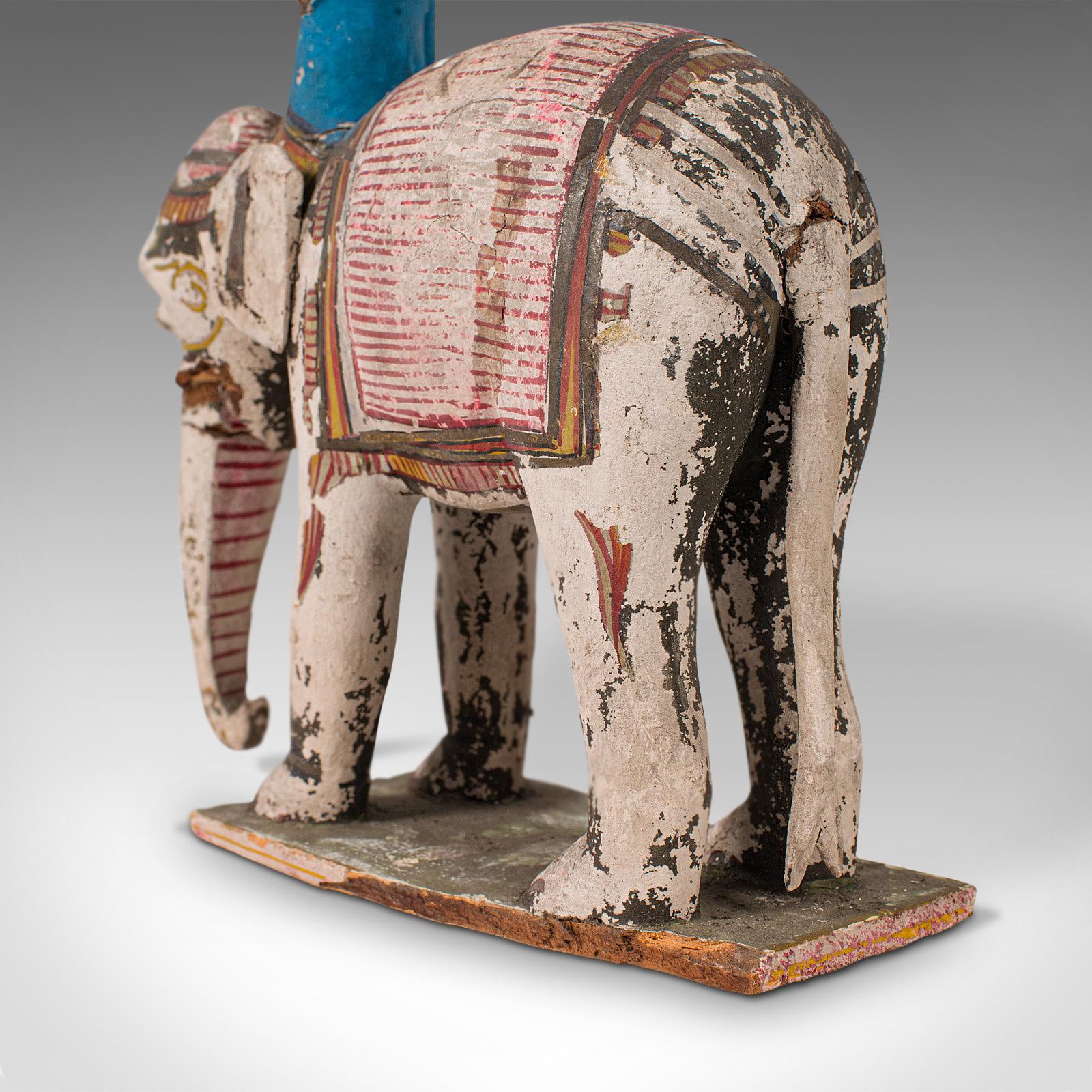 Antique Decorative Elephant and Rider, Indian, Hand Painted, Figure, Victorian For Sale 7