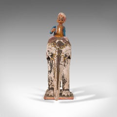 Antico Elefante decorativo e cavaliere, indiano, dipinto a mano, figura, vittoriano