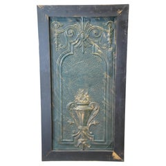 Antique Decorative Embossed Hammered Tin Panel w Trophy Urn 52"