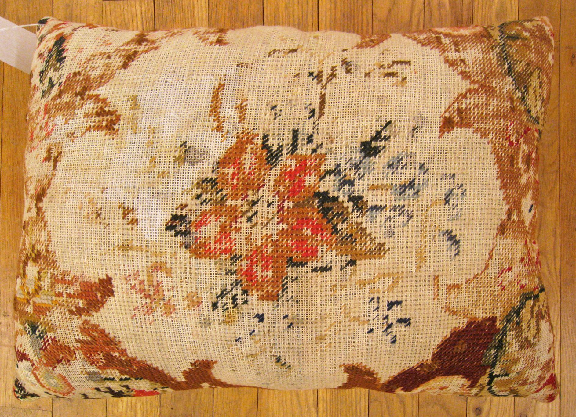 Antique Decorative English Needlepoint Rug Pillow, size  1'10