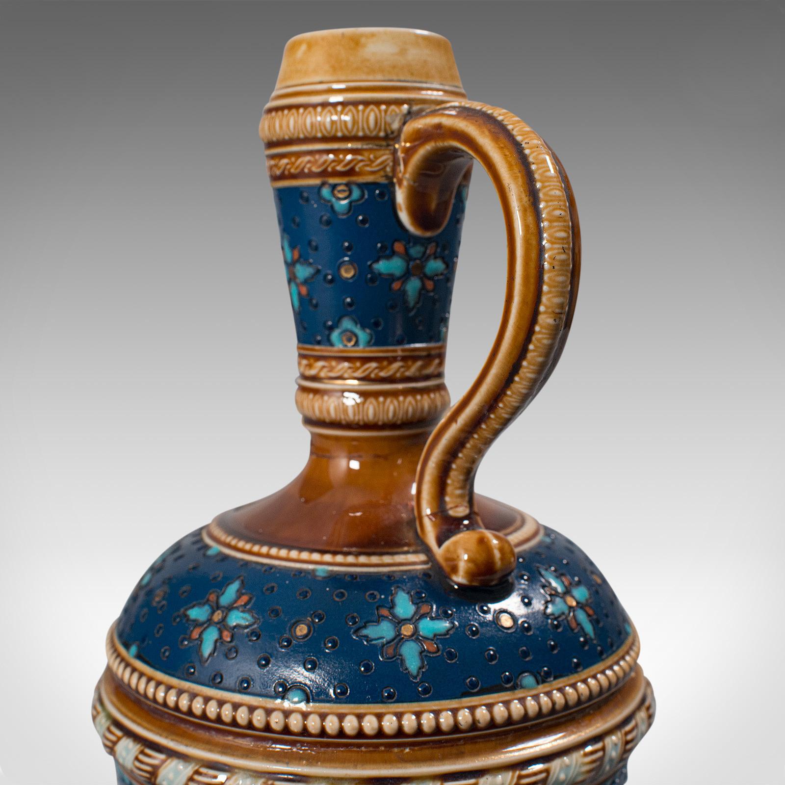 Antique Decorative Ewer, German, Ceramic, Serving Flask, Liqueur Bottle 6