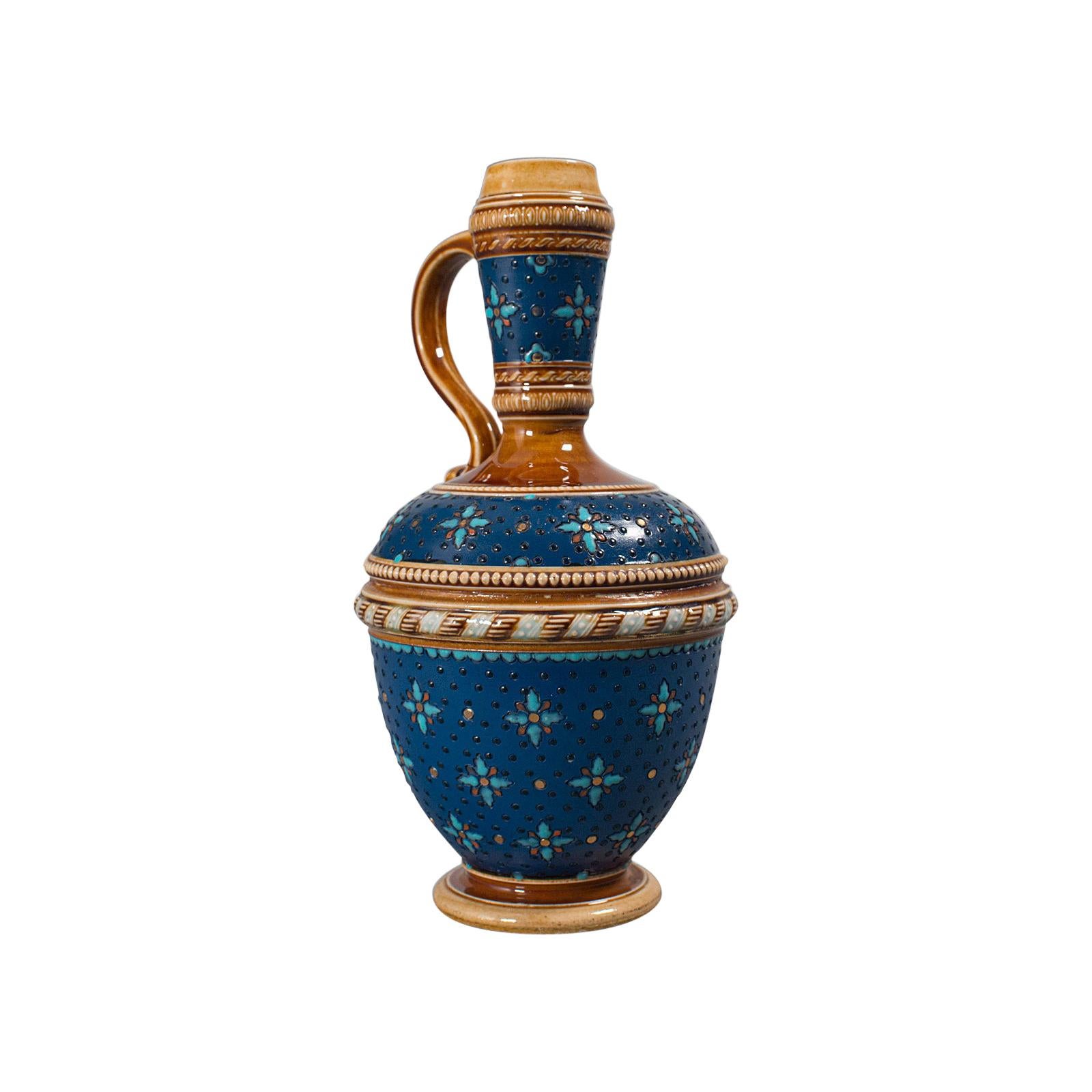 Antique Decorative Ewer, German, Ceramic, Serving Flask, Liqueur Bottle